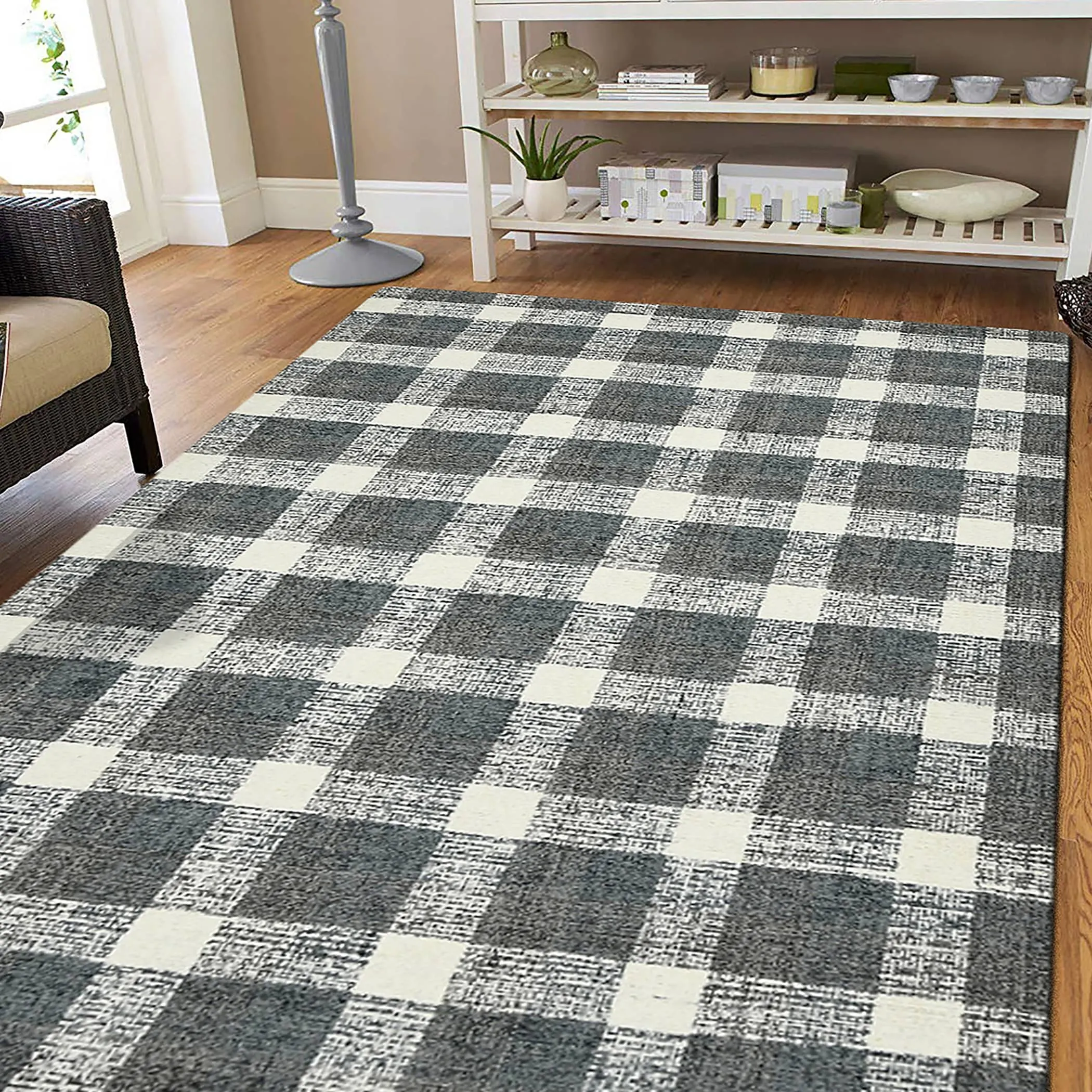 Tennessee Tartan Plaid Hand-Tufted Wool Rug