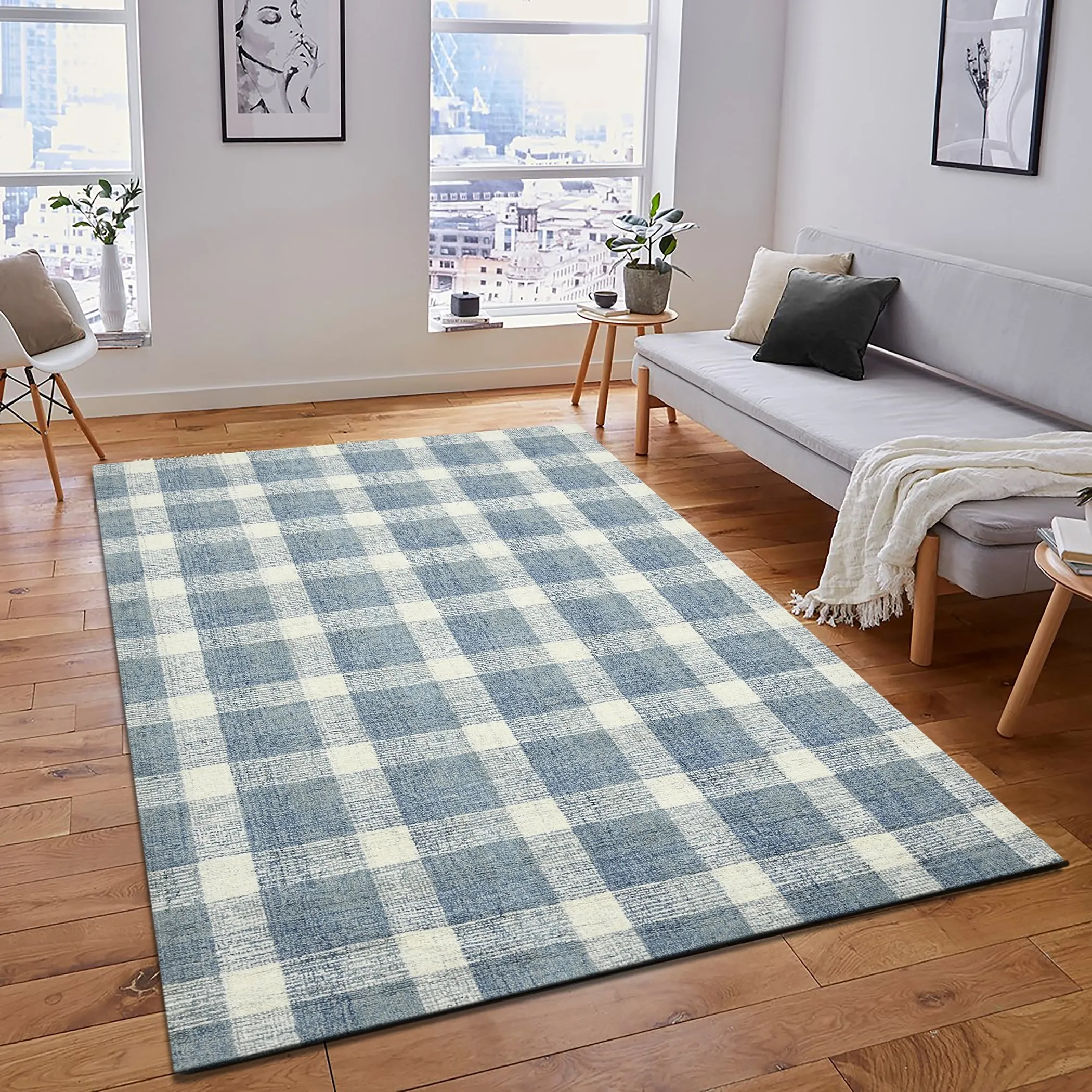 Tennessee Tartan Plaid Hand-Tufted Wool Rug