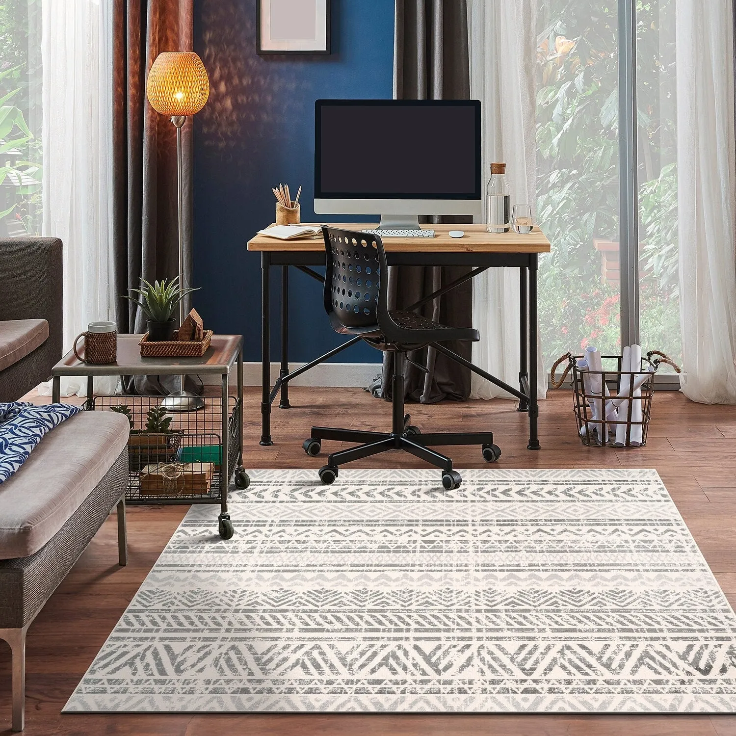 The Curated Nomad Midtown Geometric Distressed Bohemian Rug