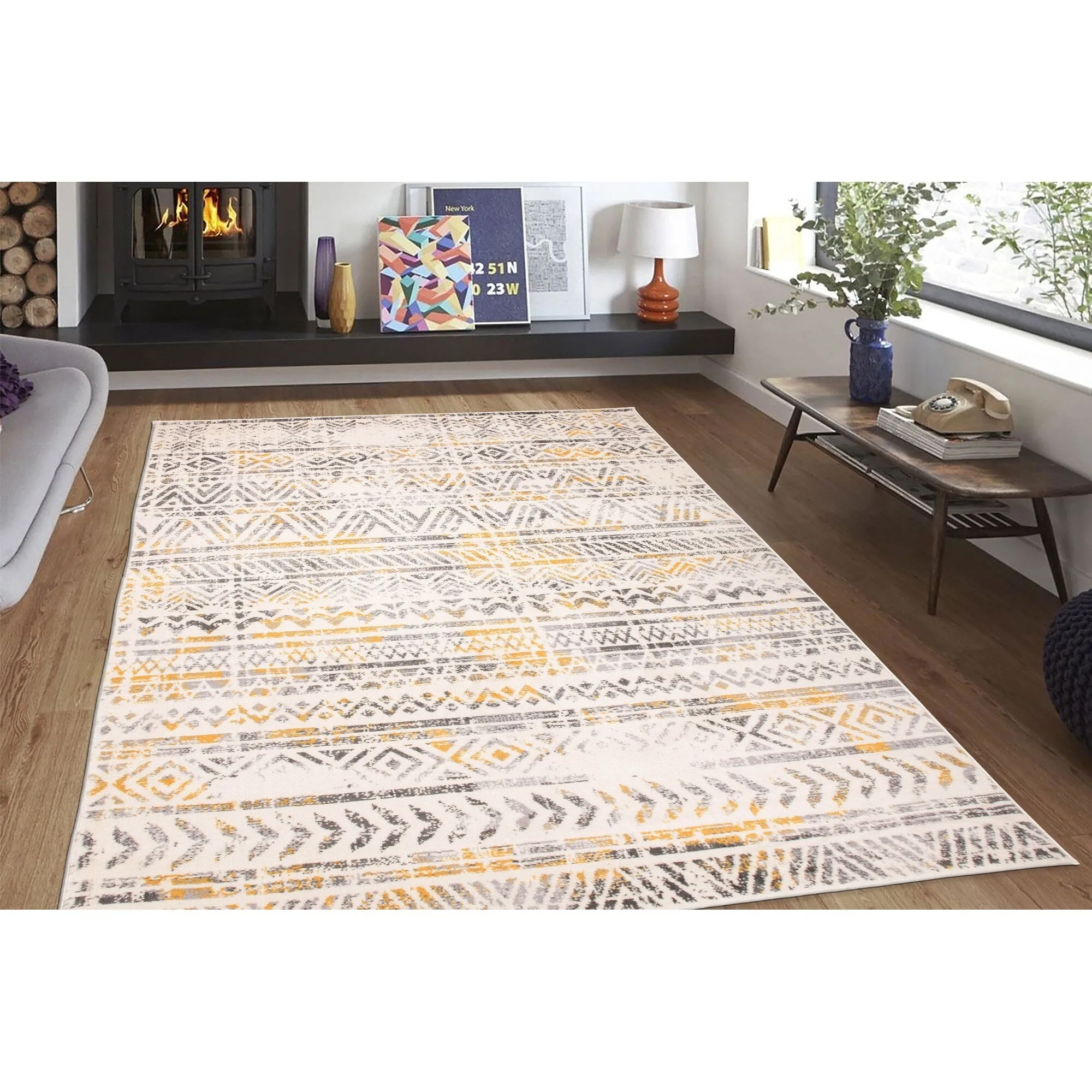 The Curated Nomad Midtown Geometric Distressed Bohemian Rug