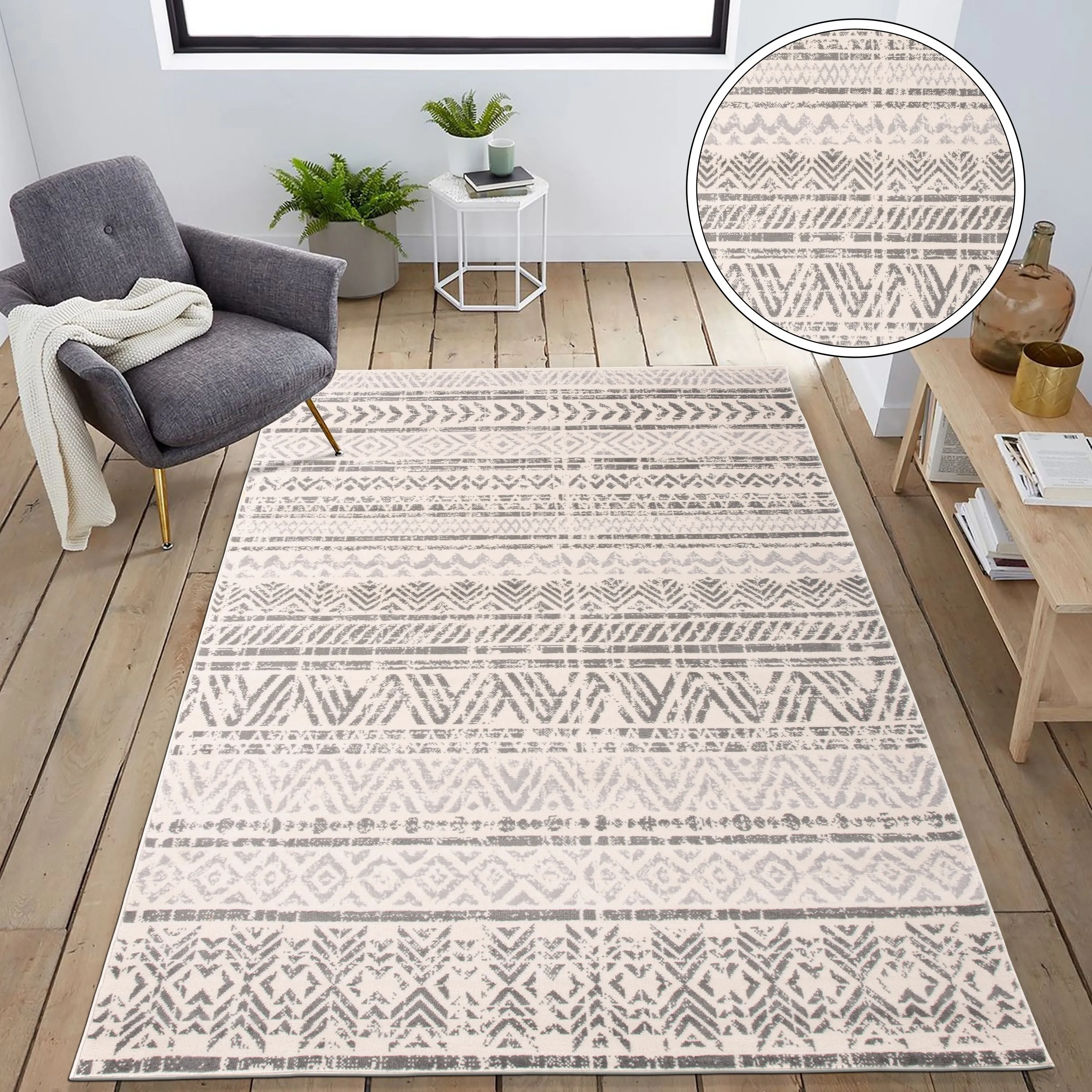 The Curated Nomad Midtown Geometric Distressed Bohemian Rug