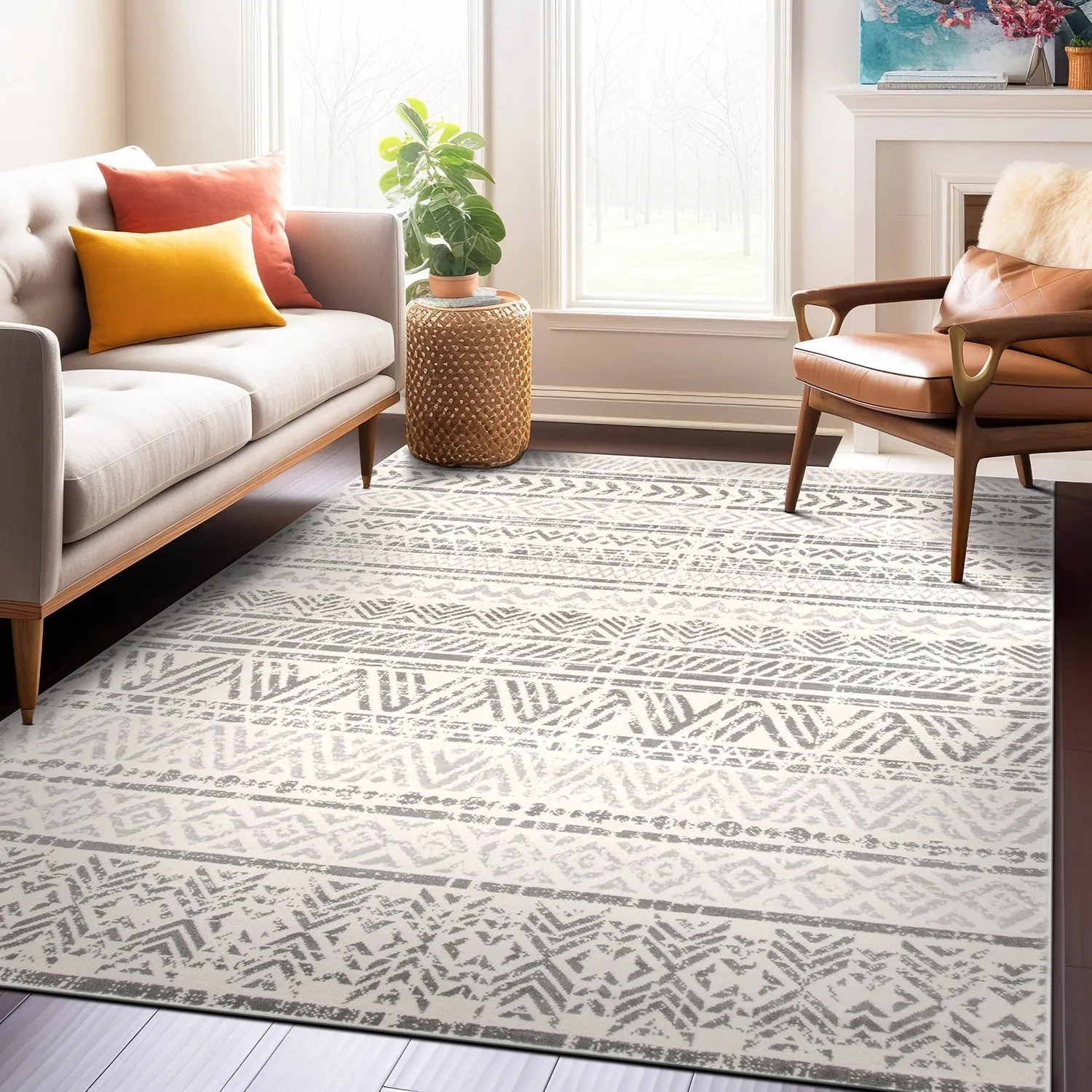 The Curated Nomad Midtown Geometric Distressed Bohemian Rug