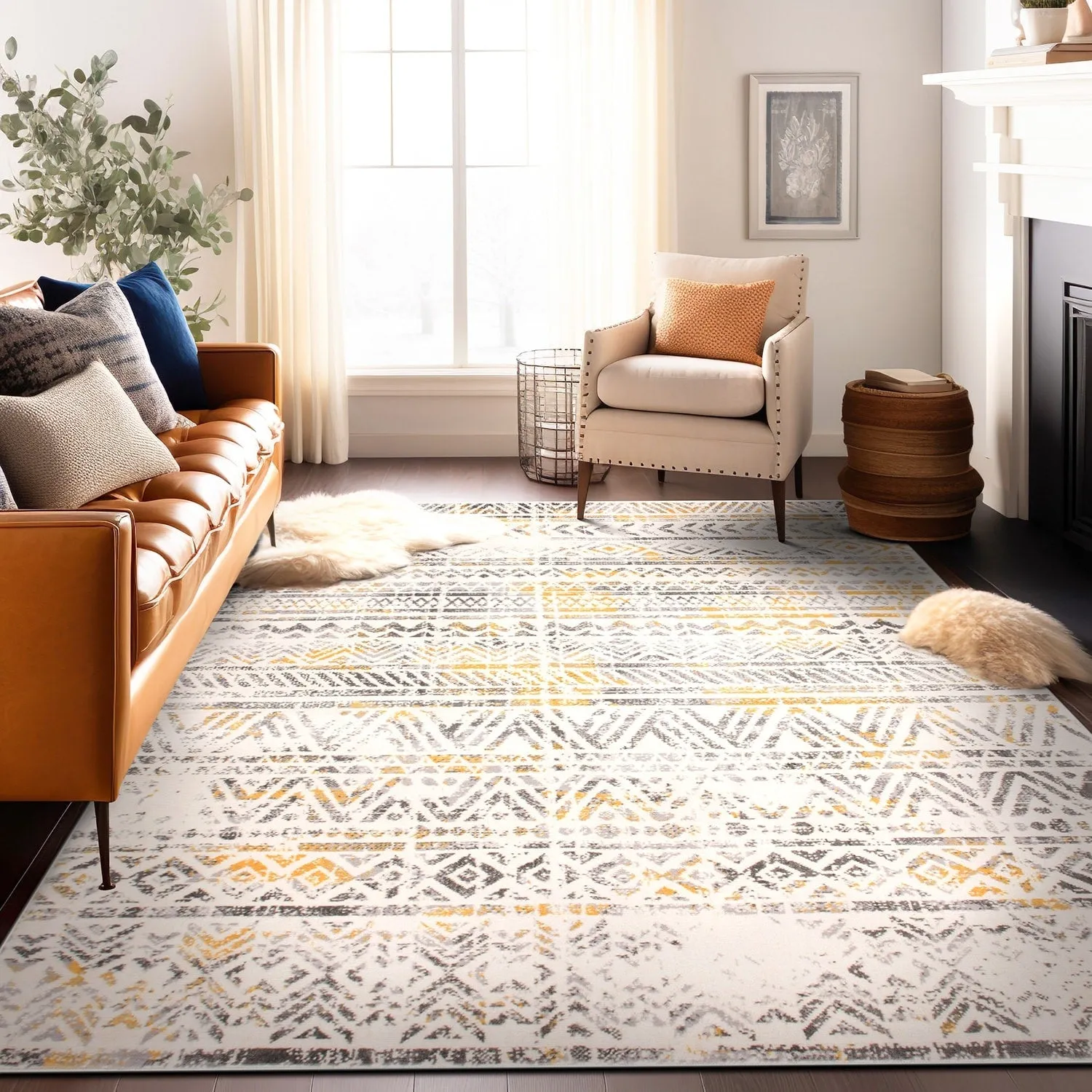 The Curated Nomad Midtown Geometric Distressed Bohemian Rug