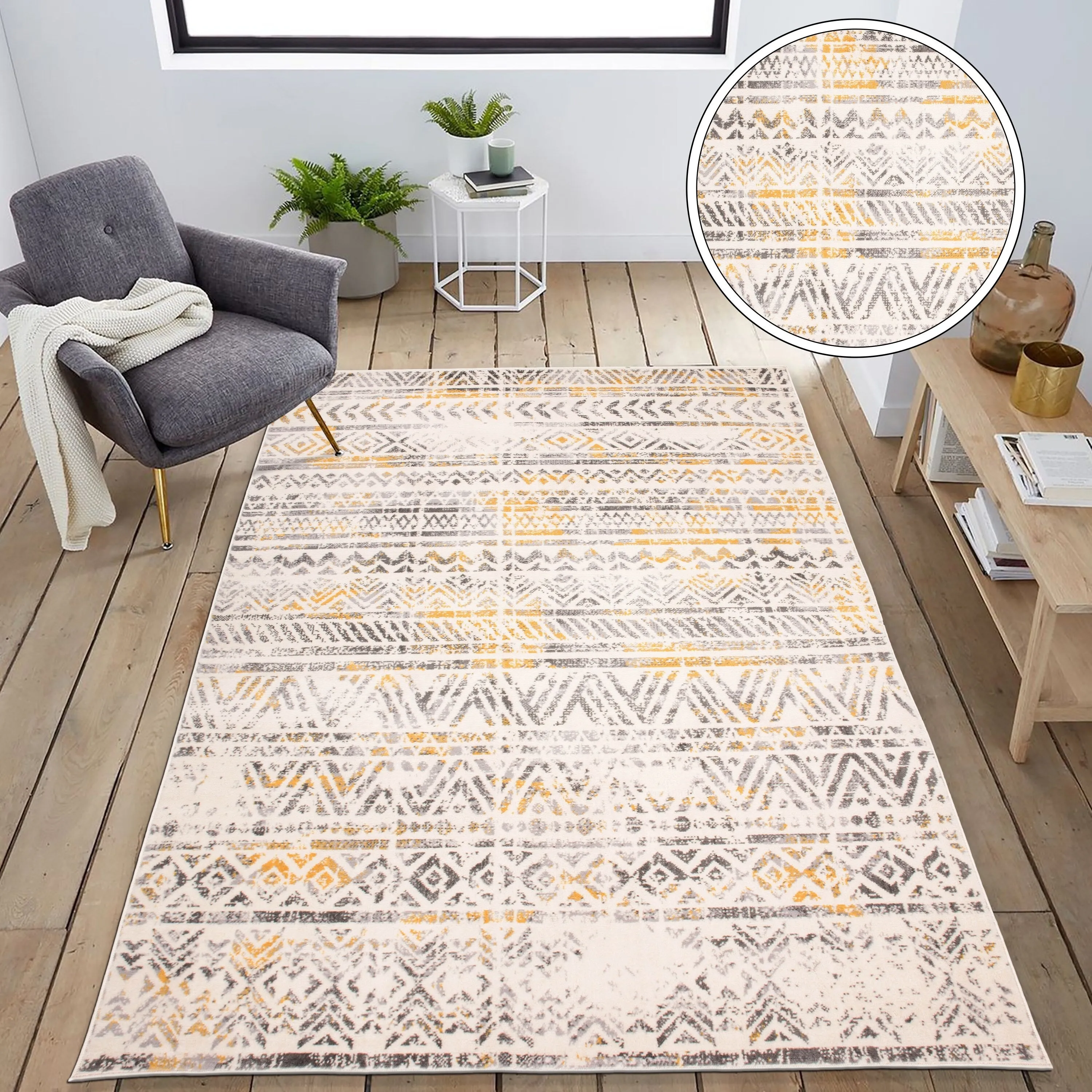 The Curated Nomad Midtown Geometric Distressed Bohemian Rug