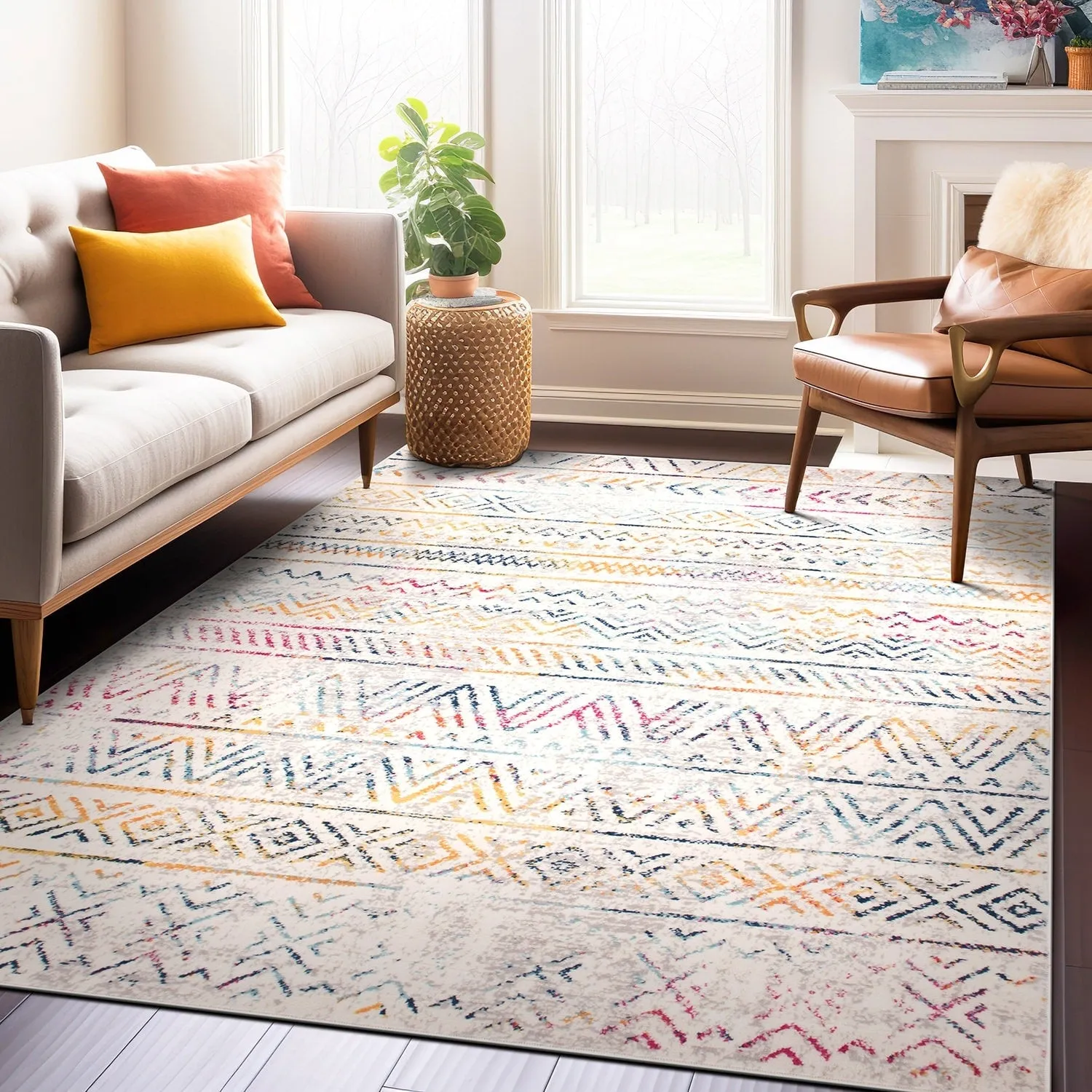 The Curated Nomad Midtown Geometric Distressed Bohemian Rug