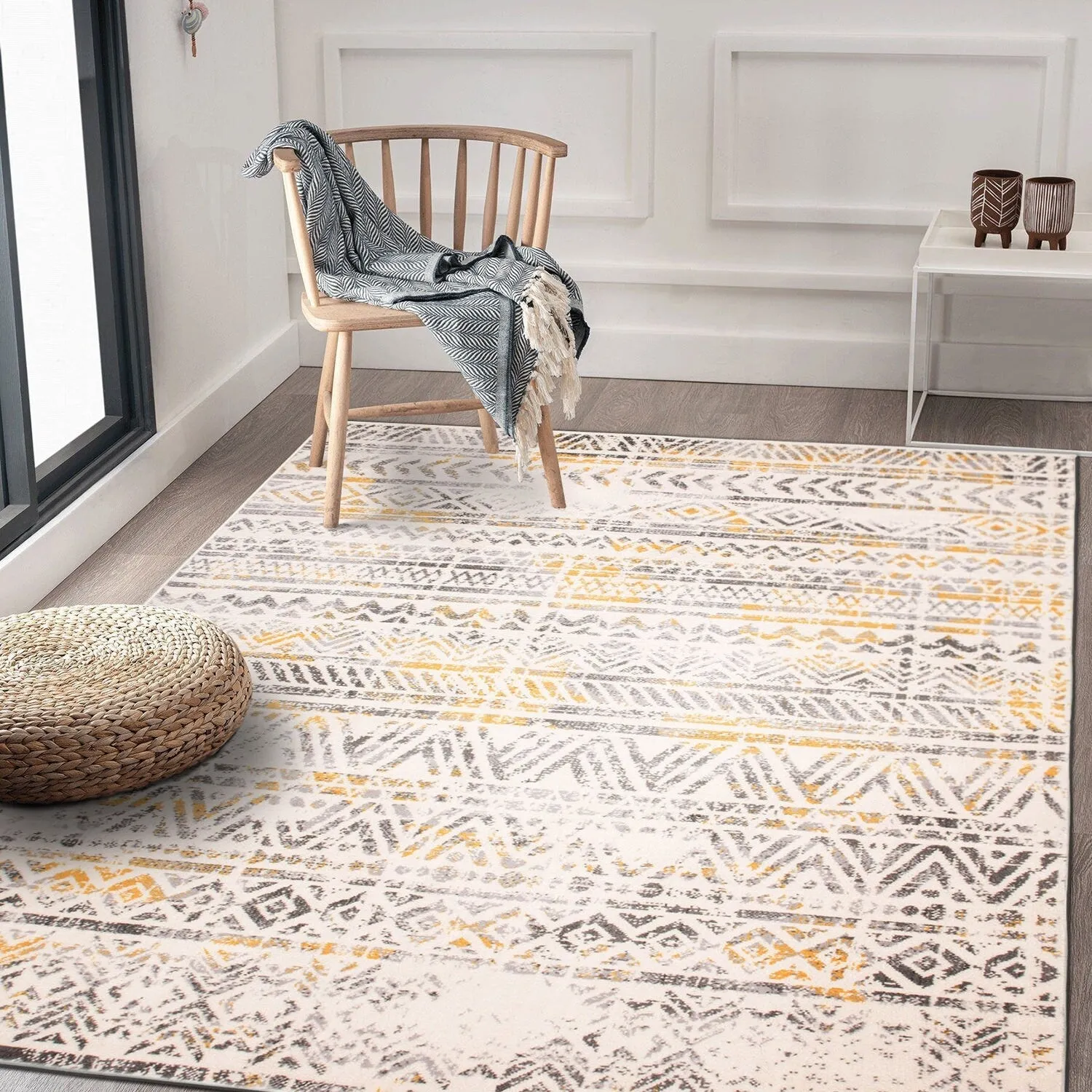 The Curated Nomad Midtown Geometric Distressed Bohemian Rug
