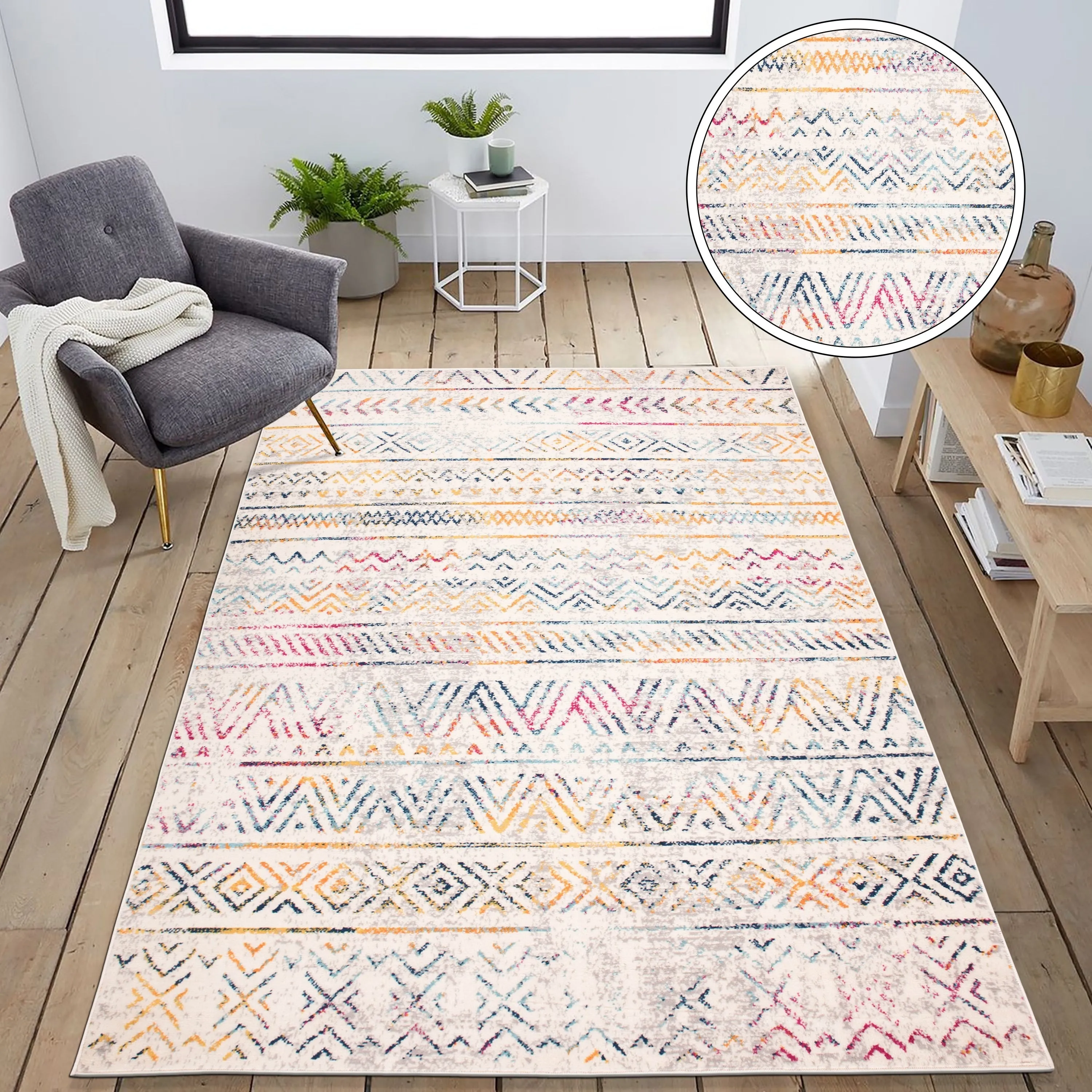 The Curated Nomad Midtown Geometric Distressed Bohemian Rug