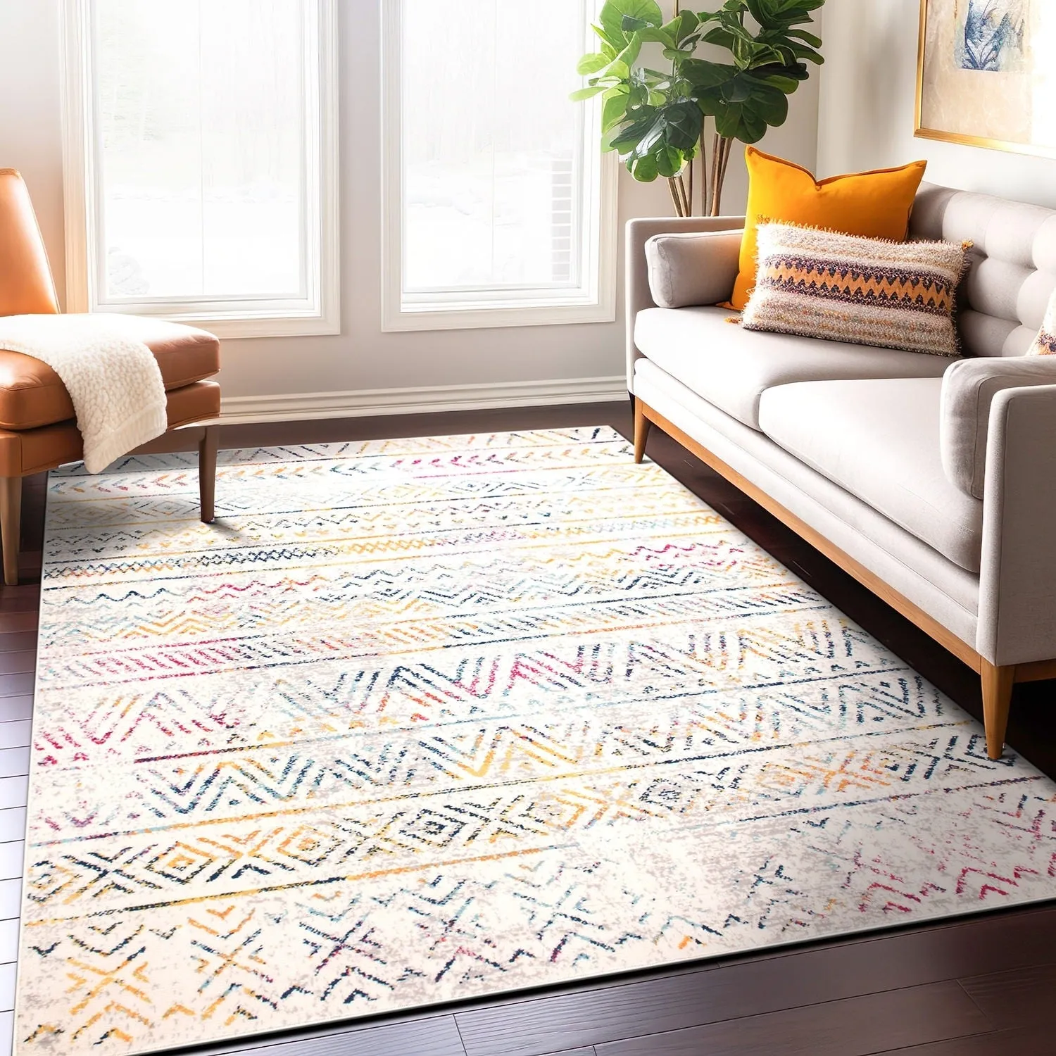 The Curated Nomad Midtown Geometric Distressed Bohemian Rug