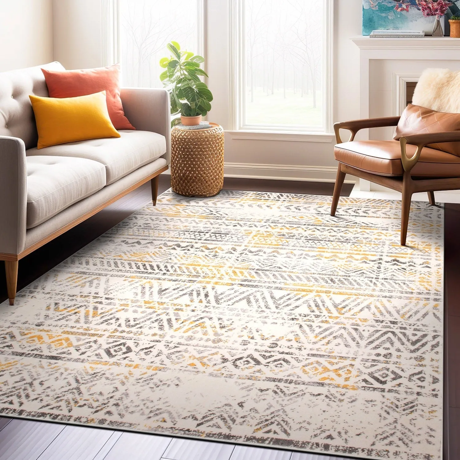 The Curated Nomad Midtown Geometric Distressed Bohemian Rug