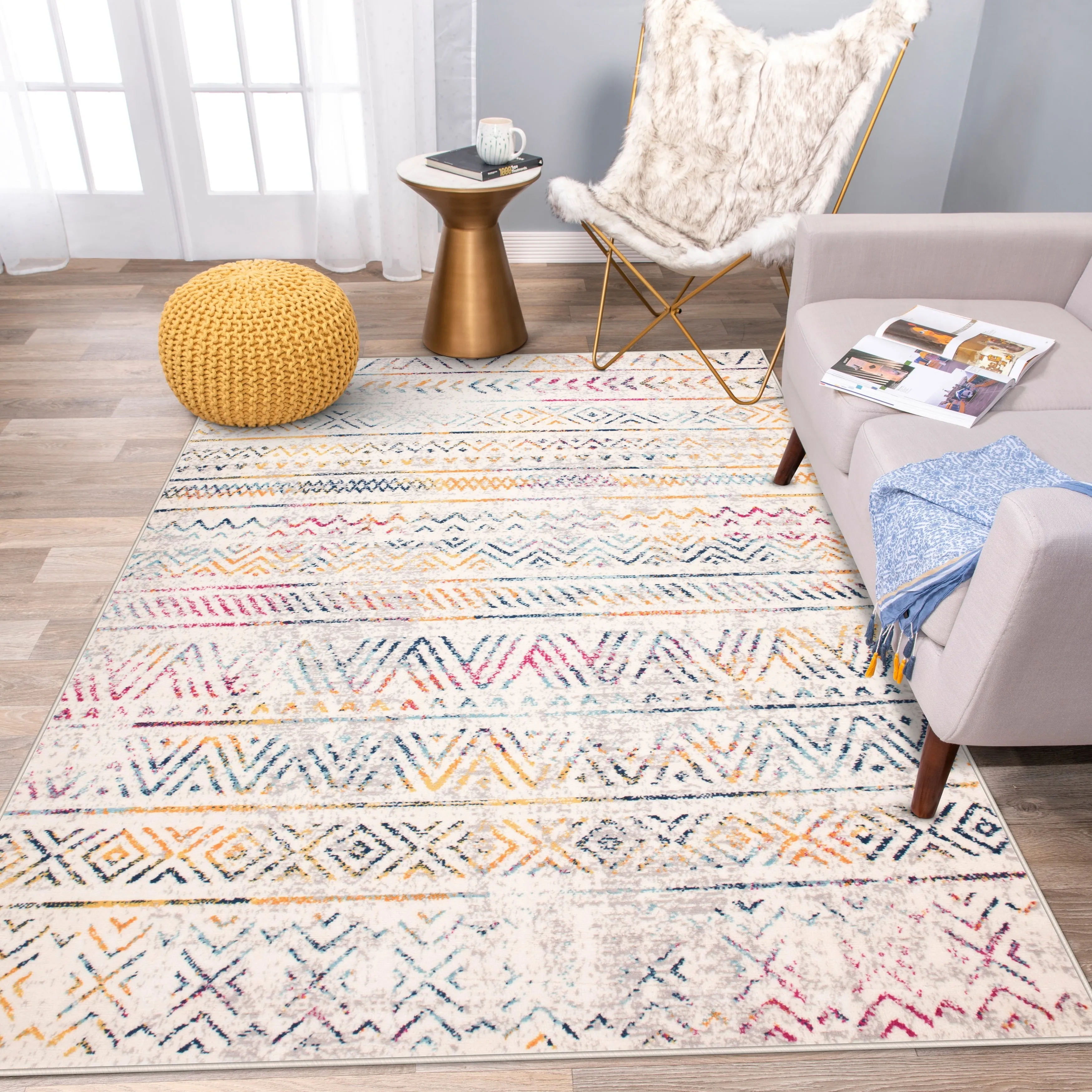 The Curated Nomad Midtown Geometric Distressed Bohemian Rug