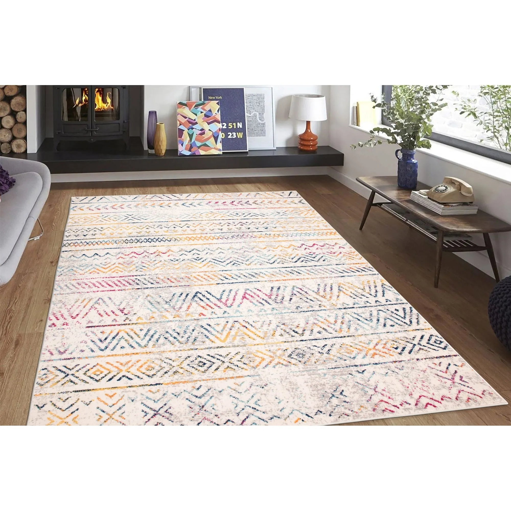 The Curated Nomad Midtown Geometric Distressed Bohemian Rug
