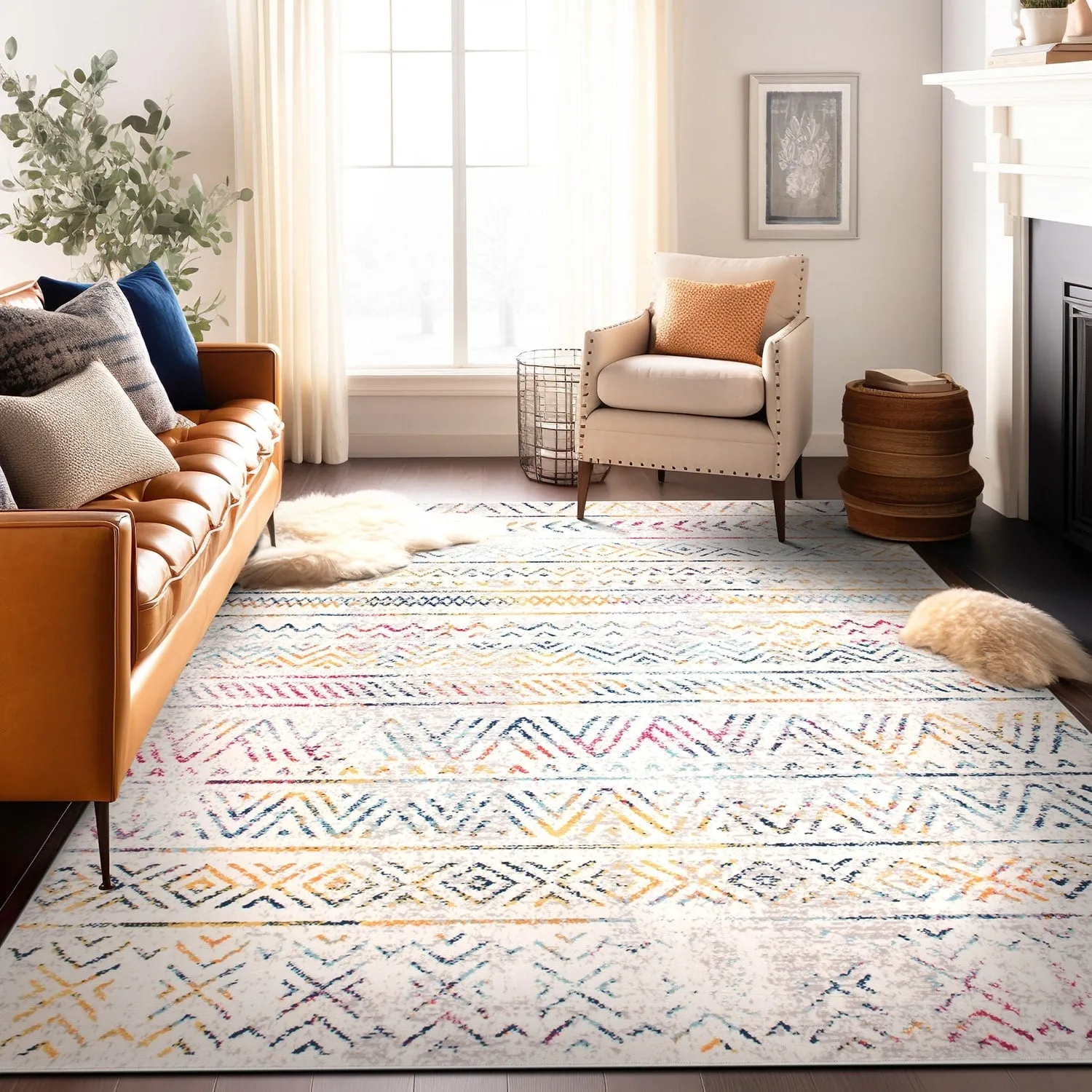 The Curated Nomad Midtown Geometric Distressed Bohemian Rug