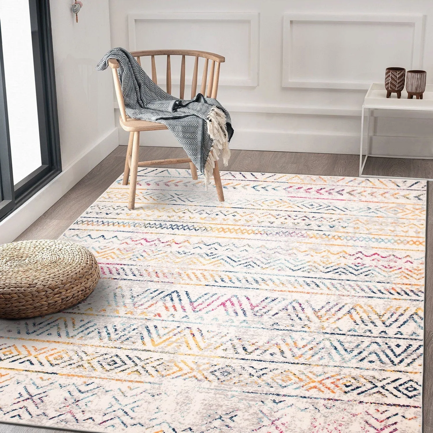 The Curated Nomad Midtown Geometric Distressed Bohemian Rug