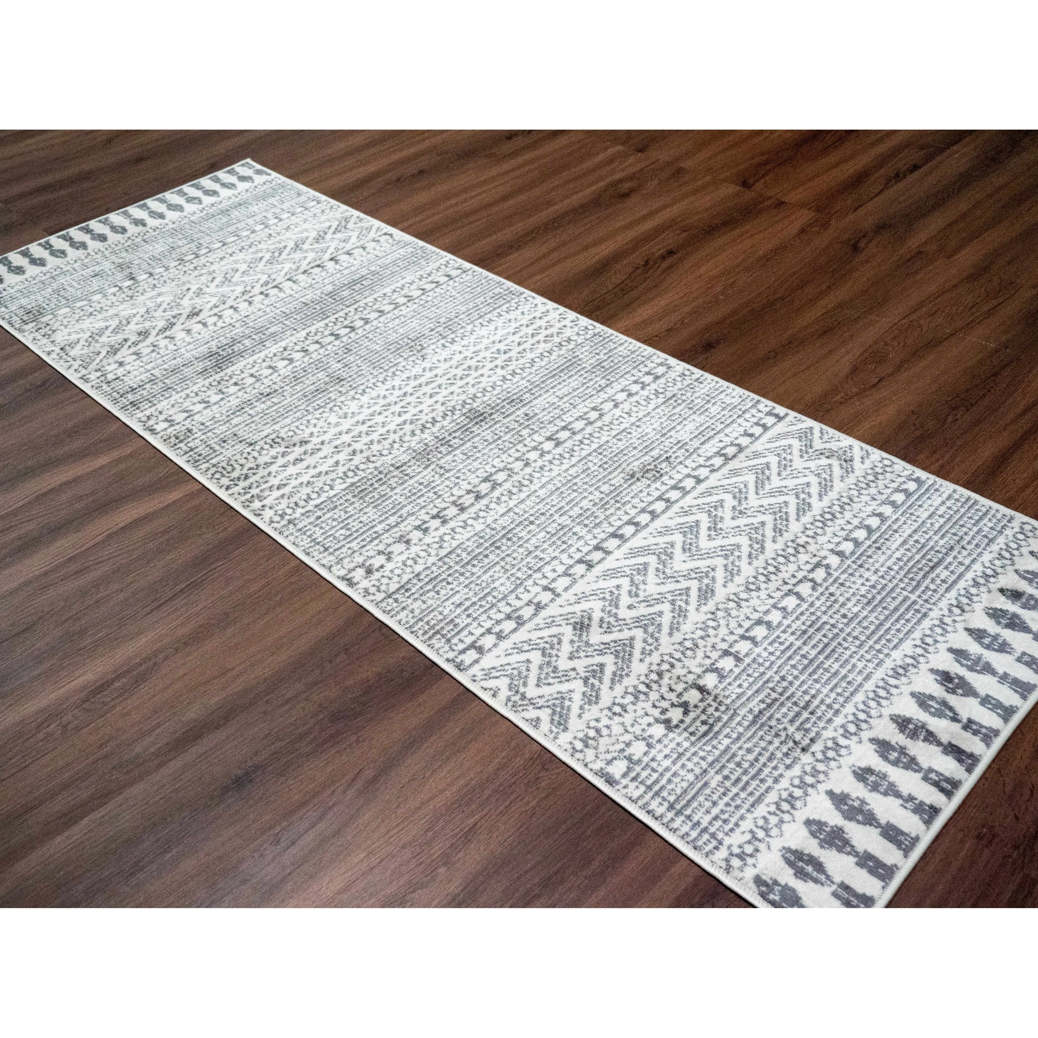 Tlacopan Geometric Moroccan Trellis Farmhouse Area Rug - Rustic Kilim Pattern