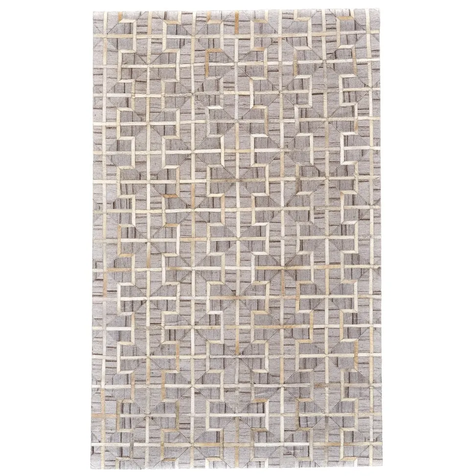 Trellis Lattice Mid-Century Modern Hand-Woven Leather Rug