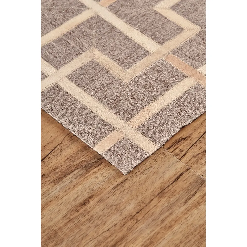 Trellis Lattice Mid-Century Modern Hand-Woven Leather Rug