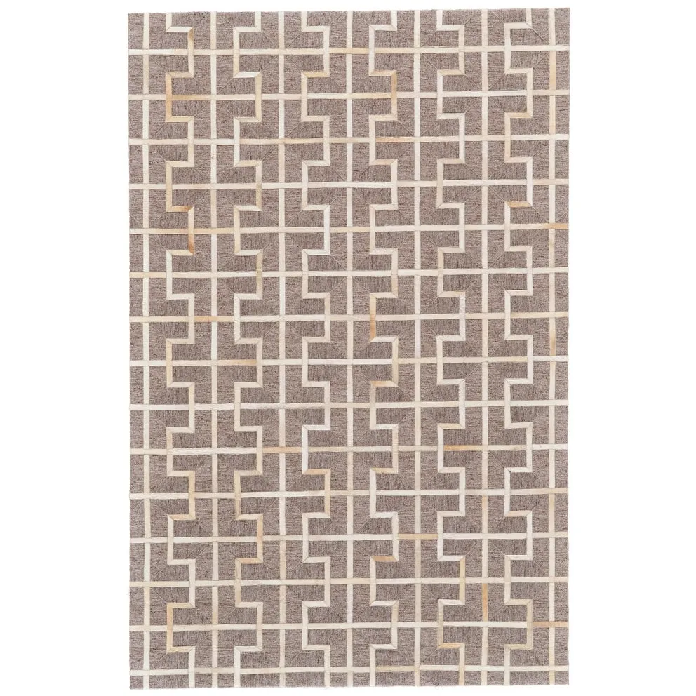 Trellis Lattice Mid-Century Modern Hand-Woven Leather Rug