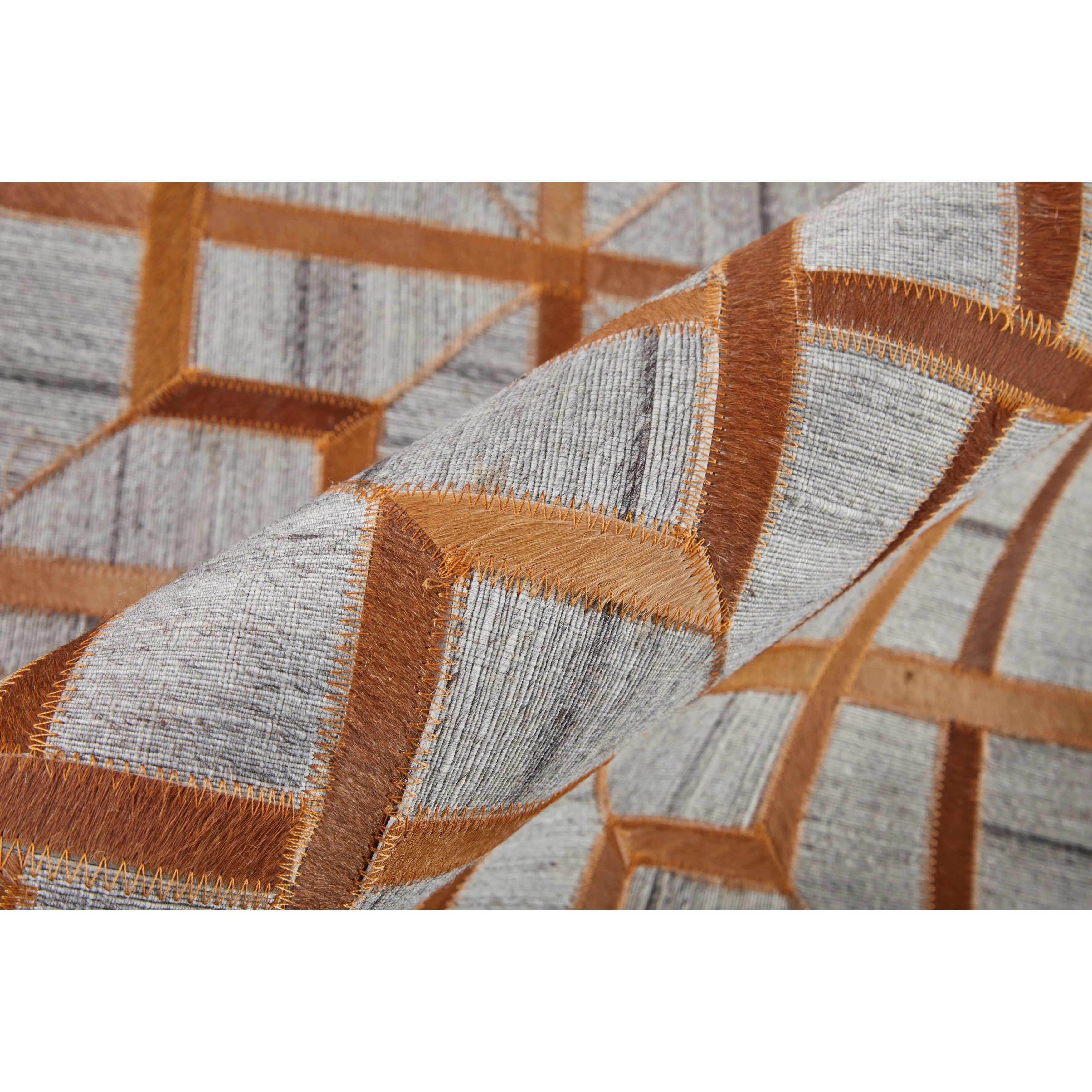 Trellis Lattice Mid-Century Modern Hand-Woven Leather Rug