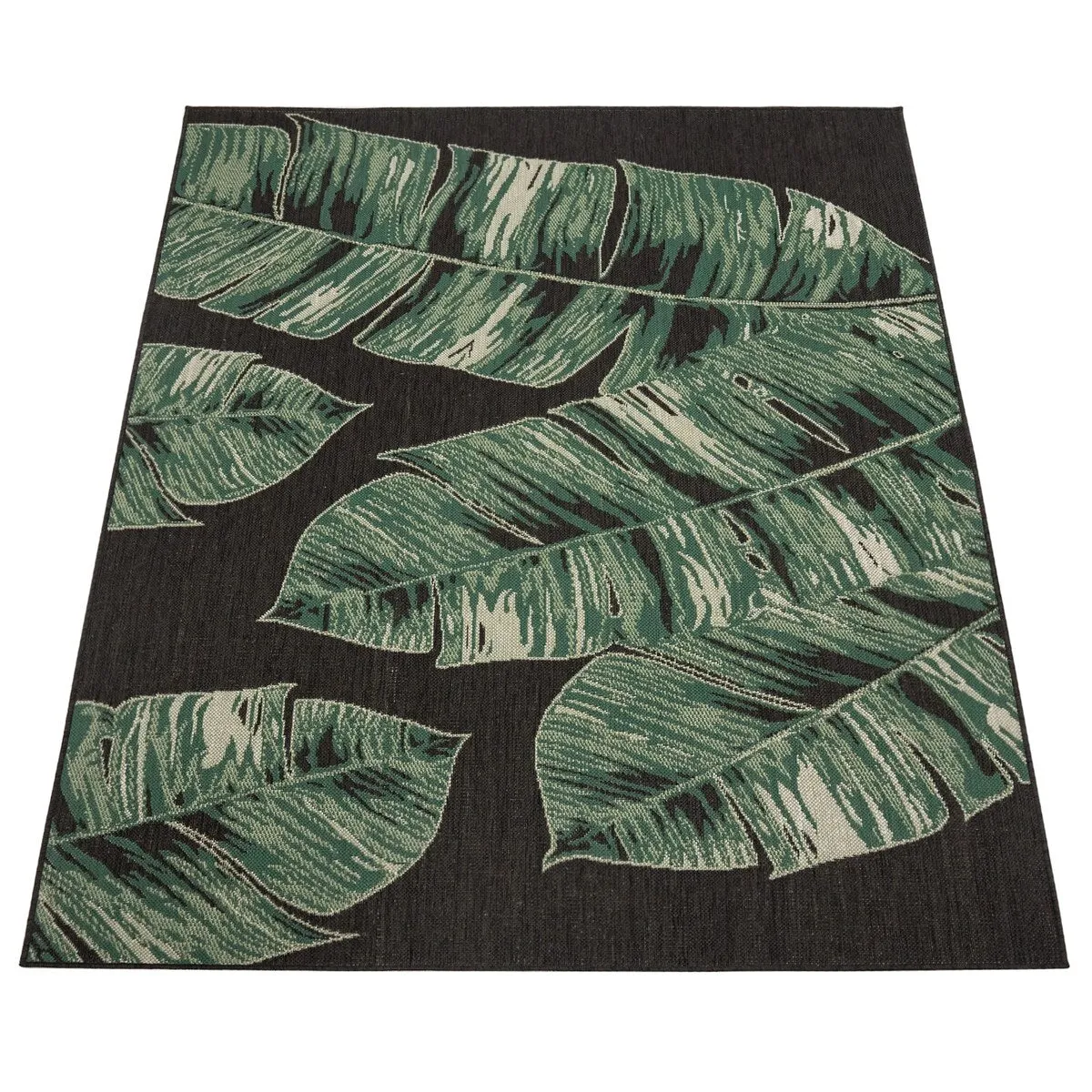 Tropical Outdoor Rug Jungle Leaves Design for Patio