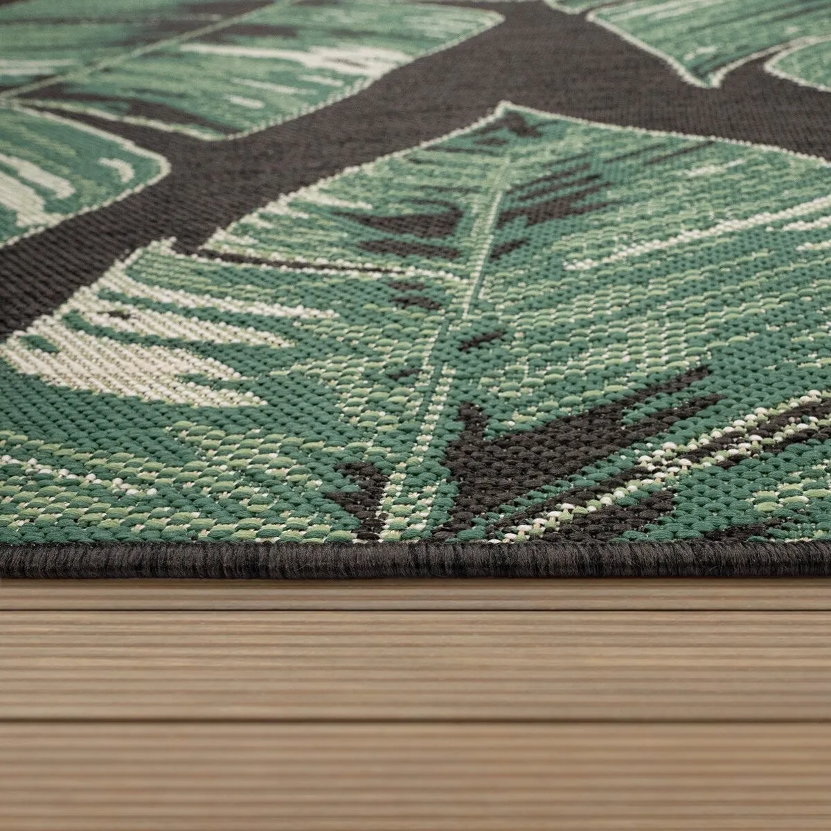 Tropical Outdoor Rug Jungle Leaves Design for Patio