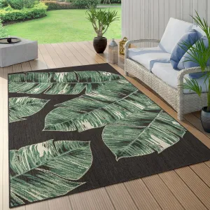 Tropical Outdoor Rug Jungle Leaves Design for Patio