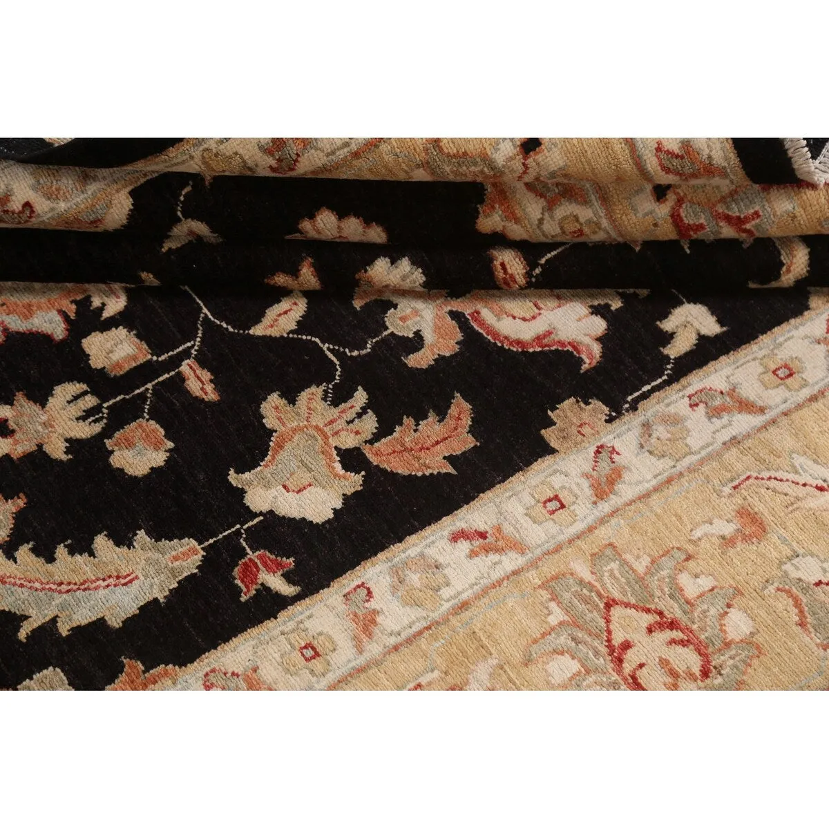 Vegetable Dye Floral Chobi Peshawar Area Rug Hand-knotted Wool Carpet - 6'0 x 9'0