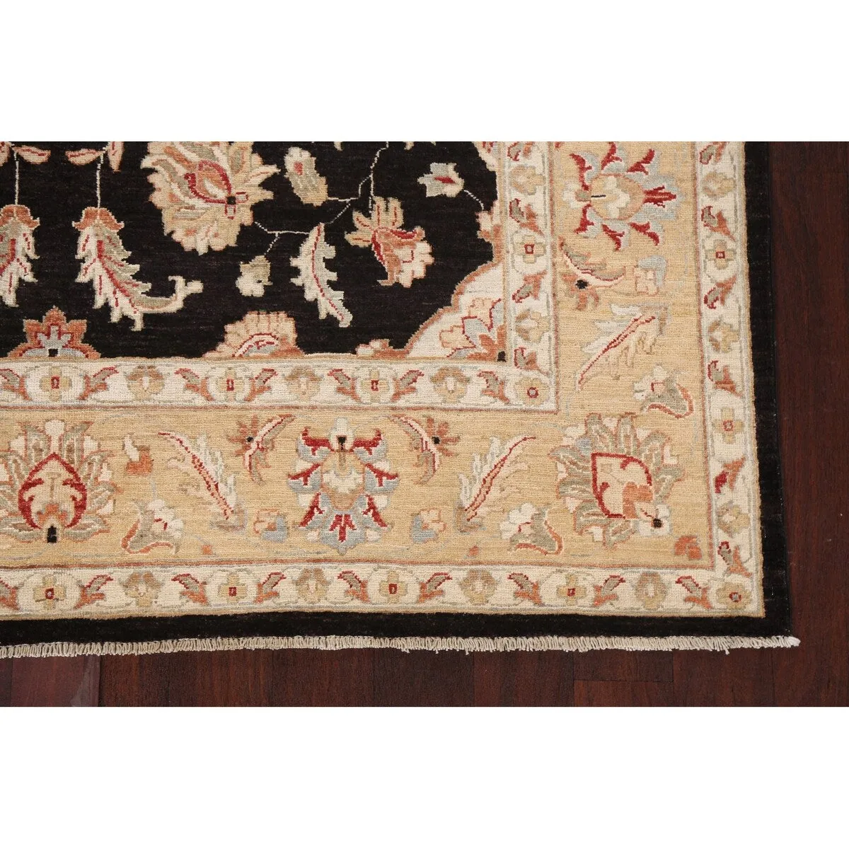 Vegetable Dye Floral Chobi Peshawar Area Rug Hand-knotted Wool Carpet - 6'0 x 9'0