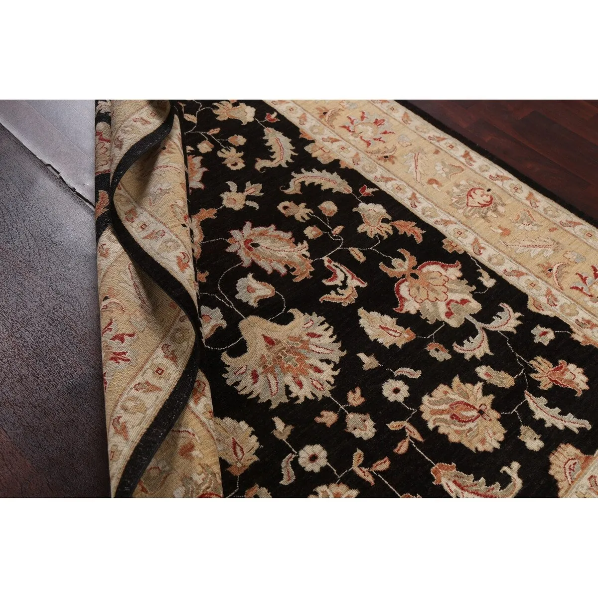Vegetable Dye Floral Chobi Peshawar Area Rug Hand-knotted Wool Carpet - 6'0 x 9'0