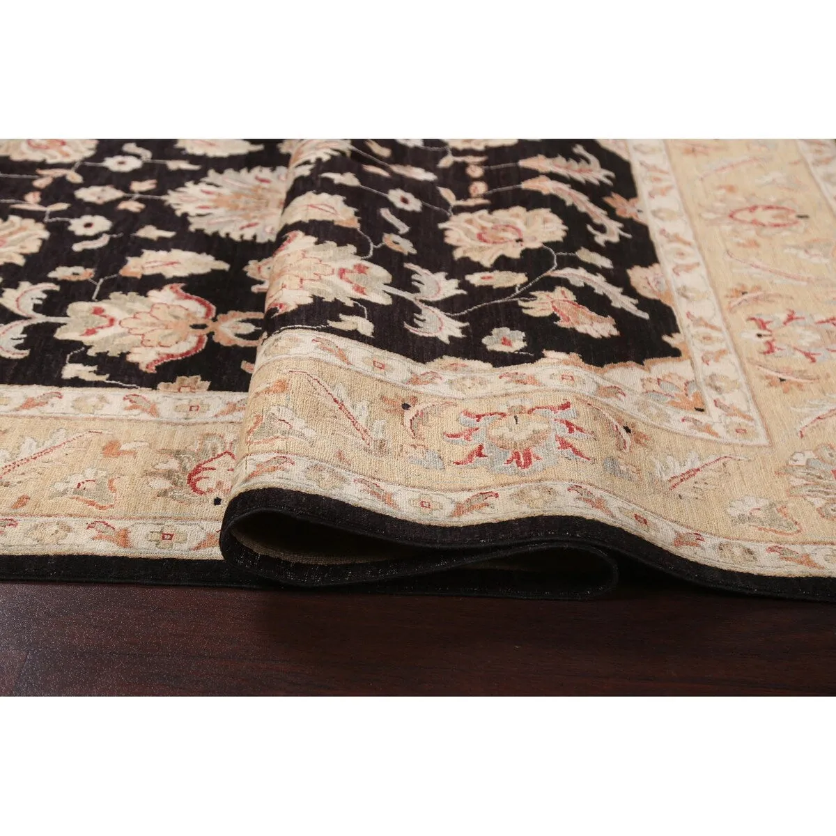 Vegetable Dye Floral Chobi Peshawar Area Rug Hand-knotted Wool Carpet - 6'0 x 9'0