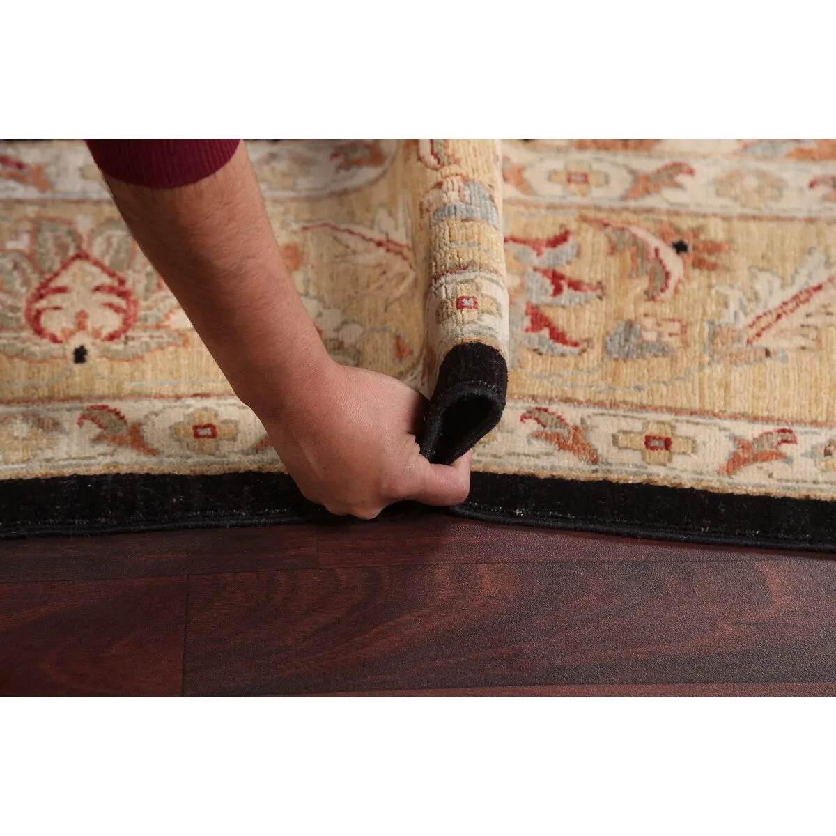 Vegetable Dye Floral Chobi Peshawar Area Rug Hand-knotted Wool Carpet - 6'0 x 9'0