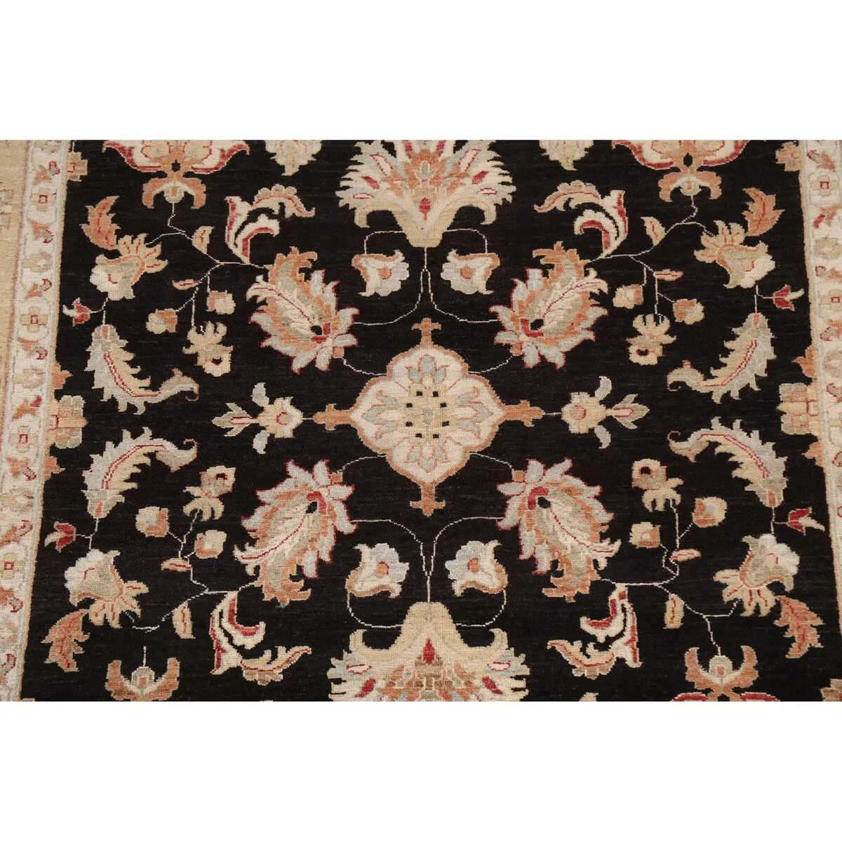 Vegetable Dye Floral Chobi Peshawar Area Rug Hand-knotted Wool Carpet - 6'0 x 9'0