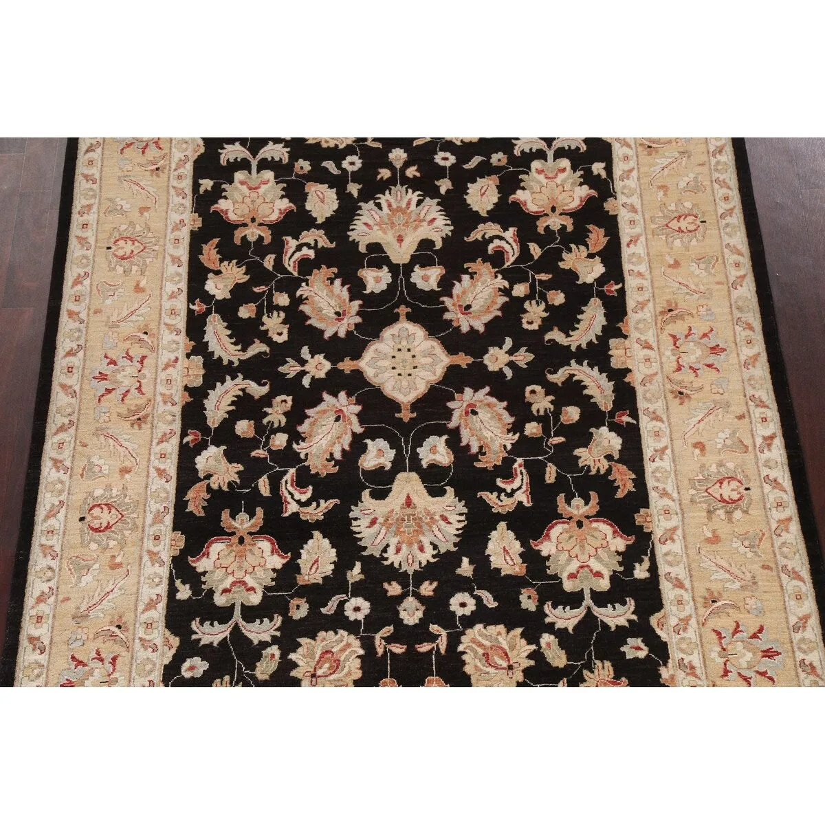 Vegetable Dye Floral Chobi Peshawar Area Rug Hand-knotted Wool Carpet - 6'0 x 9'0