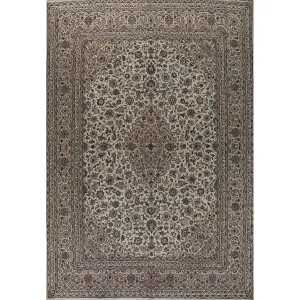 Vintage Traditional Kashan Persian Area Rug Hand-knotted Wool Carpet - 9'8 x 12'4