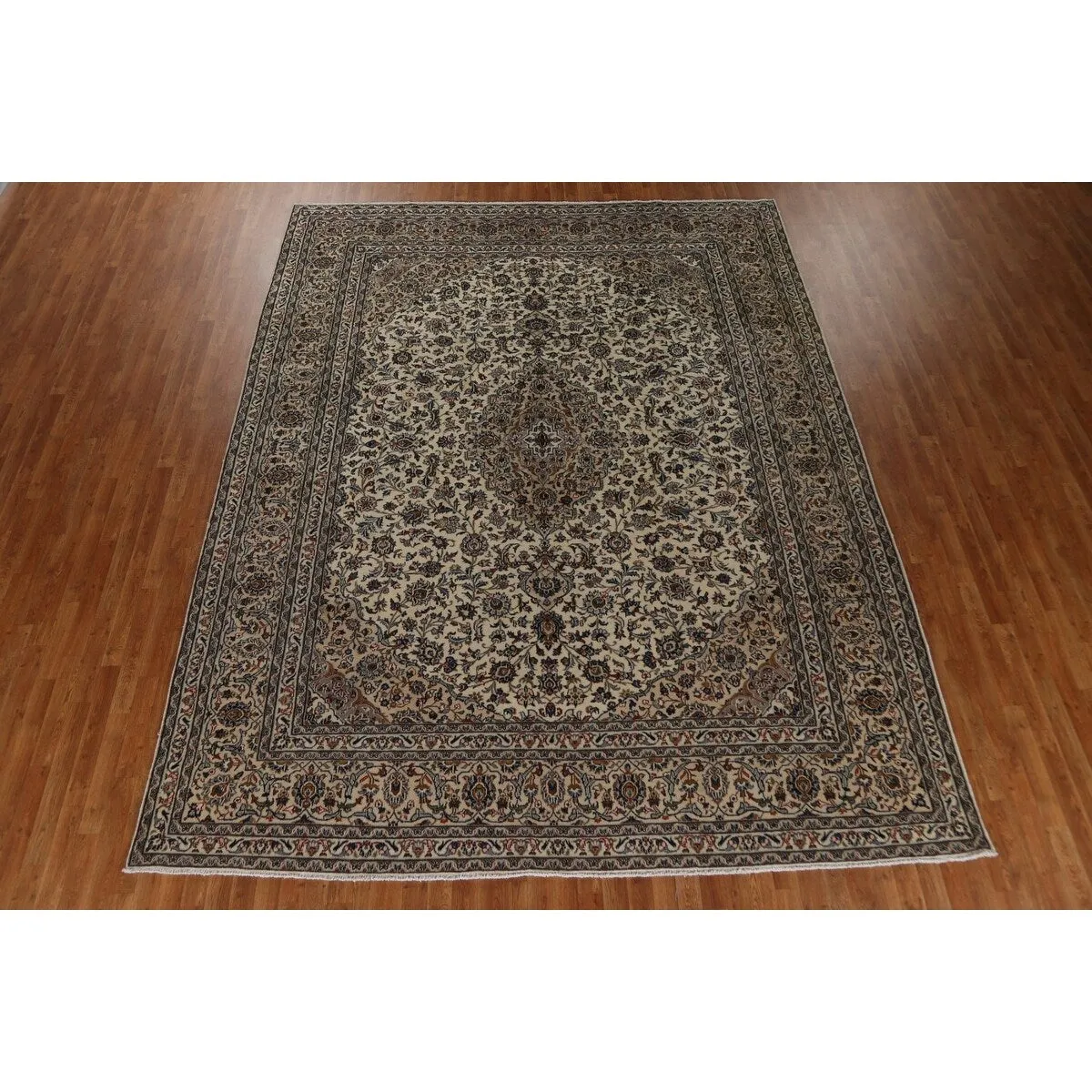 Vintage Traditional Kashan Persian Area Rug Hand-knotted Wool Carpet - 9'8 x 12'4