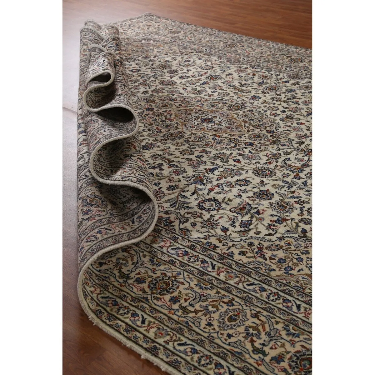 Vintage Traditional Kashan Persian Area Rug Hand-knotted Wool Carpet - 9'8 x 12'4