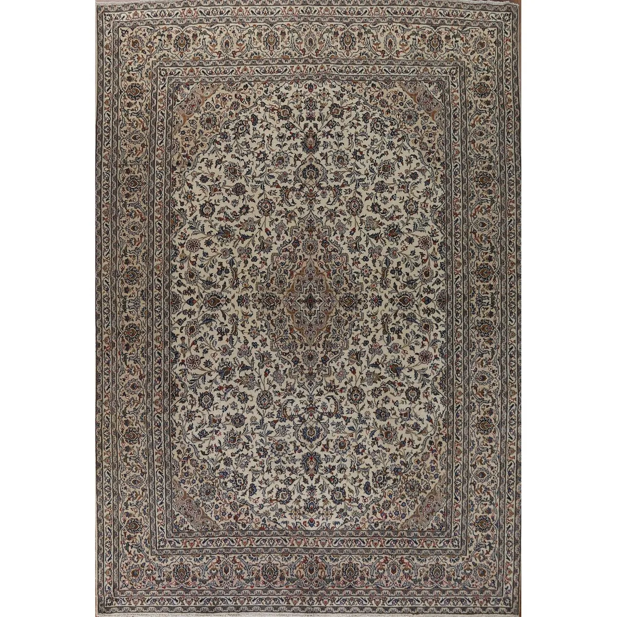 Vintage Traditional Kashan Persian Area Rug Hand-knotted Wool Carpet - 9'8 x 12'4