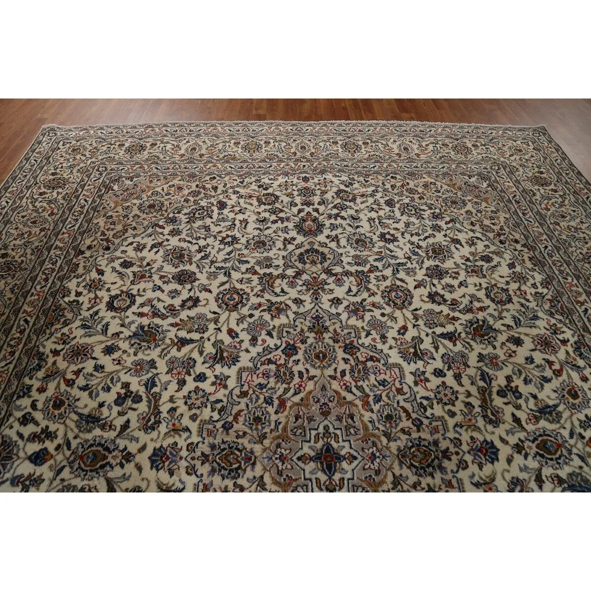 Vintage Traditional Kashan Persian Area Rug Hand-knotted Wool Carpet - 9'8 x 12'4