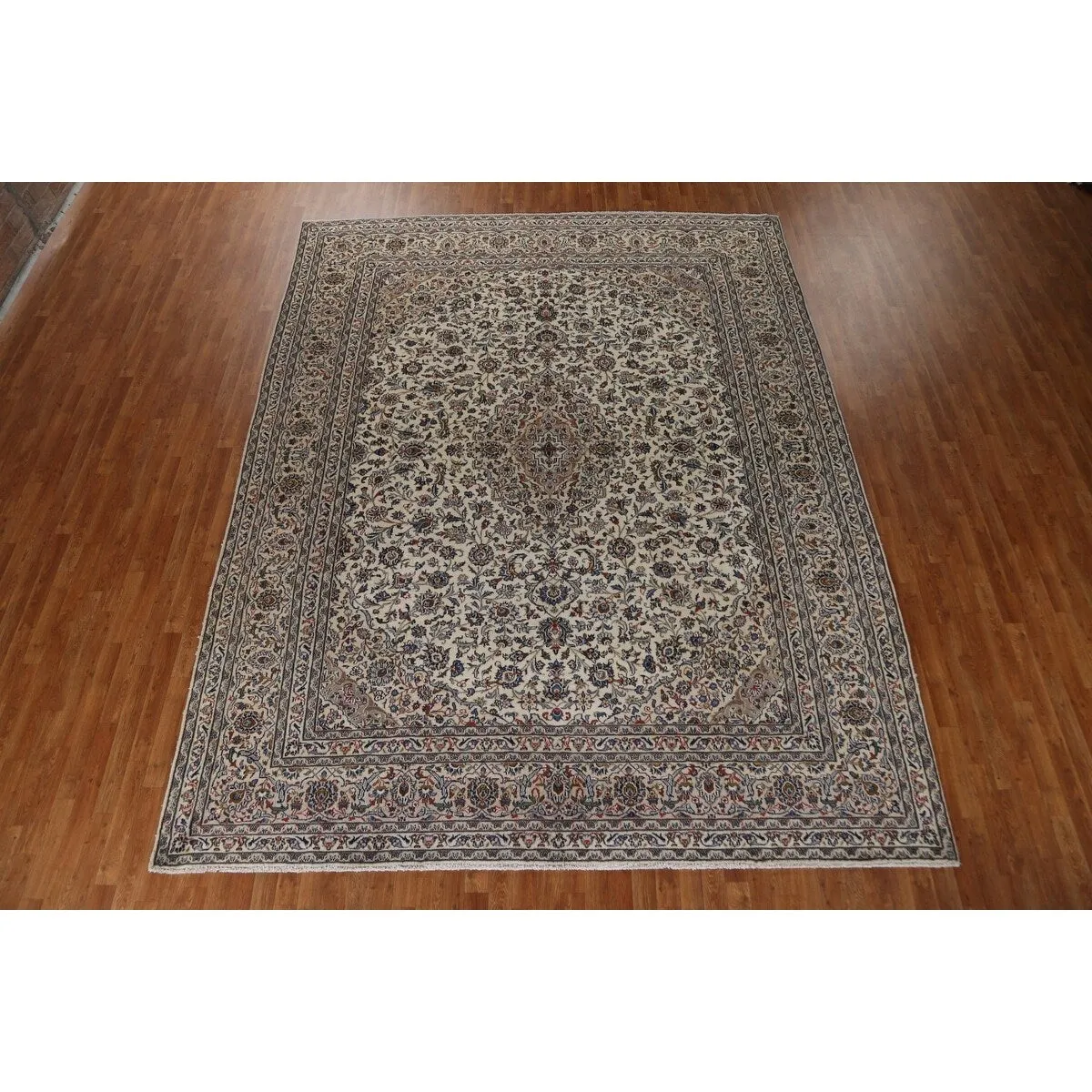 Vintage Traditional Kashan Persian Area Rug Hand-knotted Wool Carpet - 9'8 x 12'4