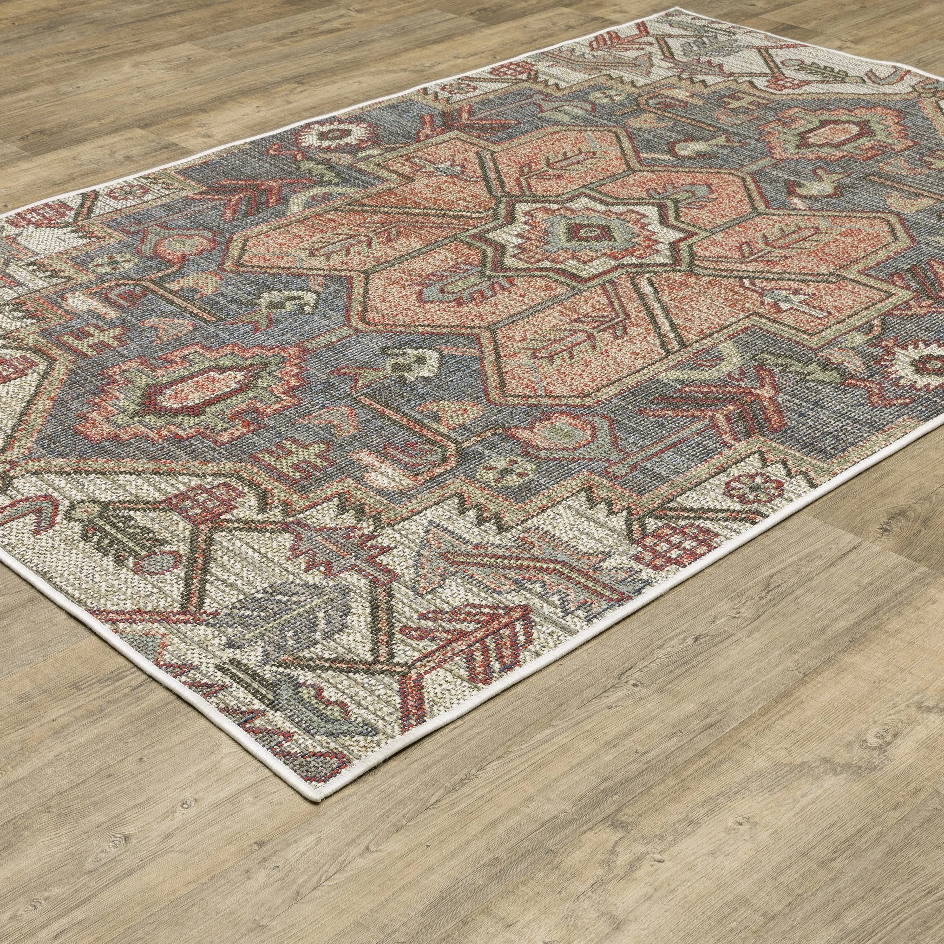 Vista Home Calla Tribal Blue/ Multi Indoor/Outdoor Area Rug