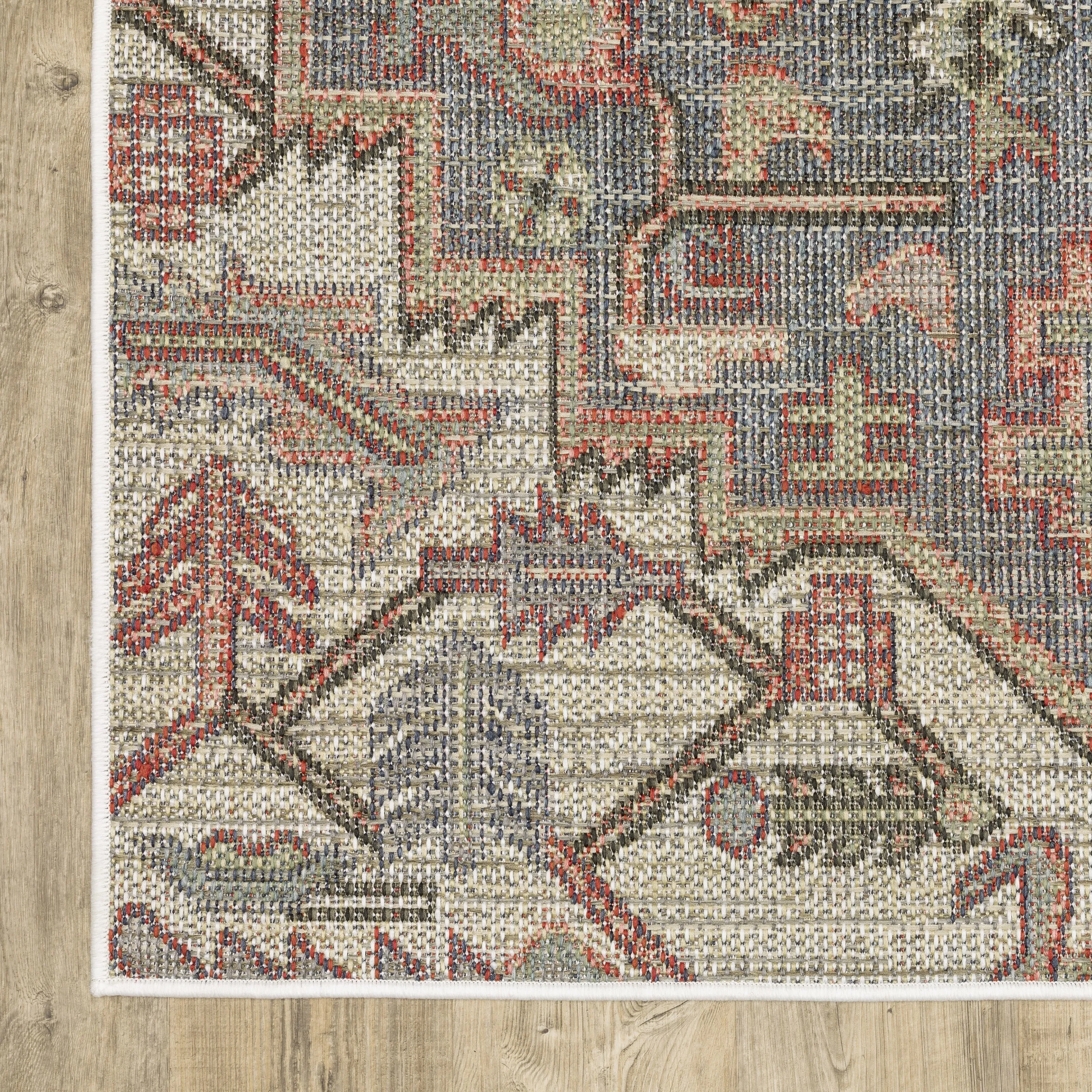 Vista Home Calla Tribal Blue/ Multi Indoor/Outdoor Area Rug