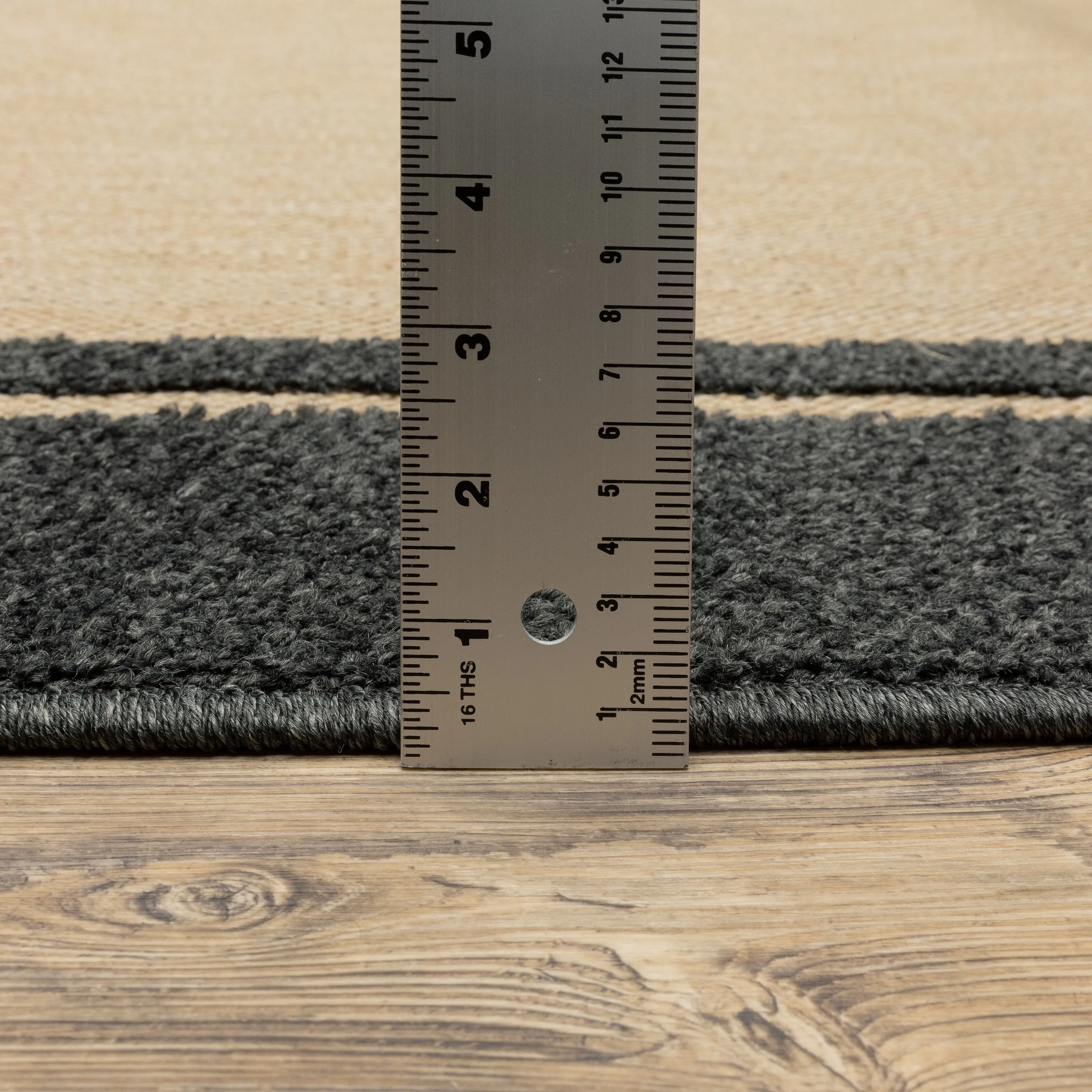 Vista Home Capri Mixed Pile Bordered Black/Tan Indoor-Outdoor Area Rug.