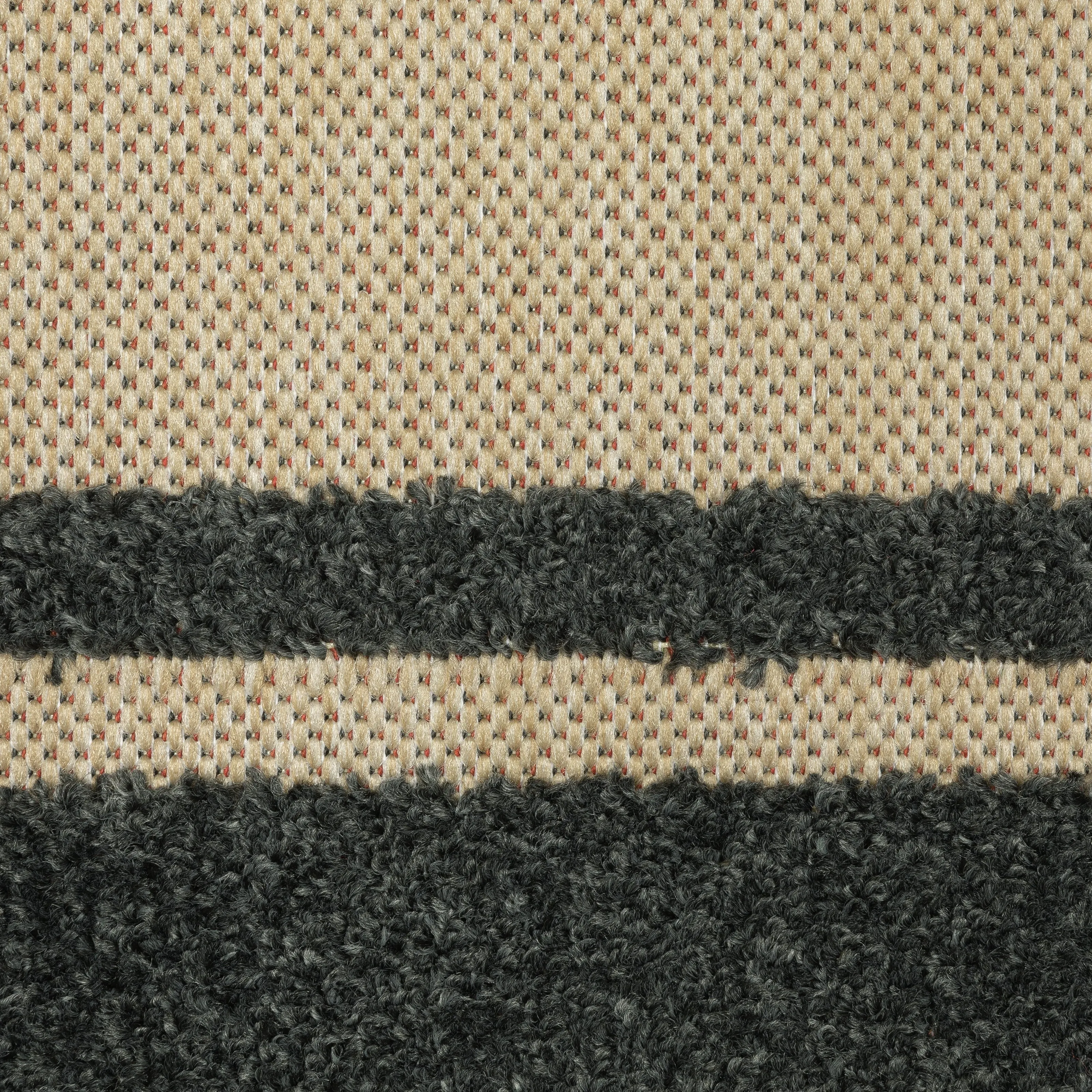 Vista Home Capri Mixed Pile Bordered Black/Tan Indoor-Outdoor Area Rug.