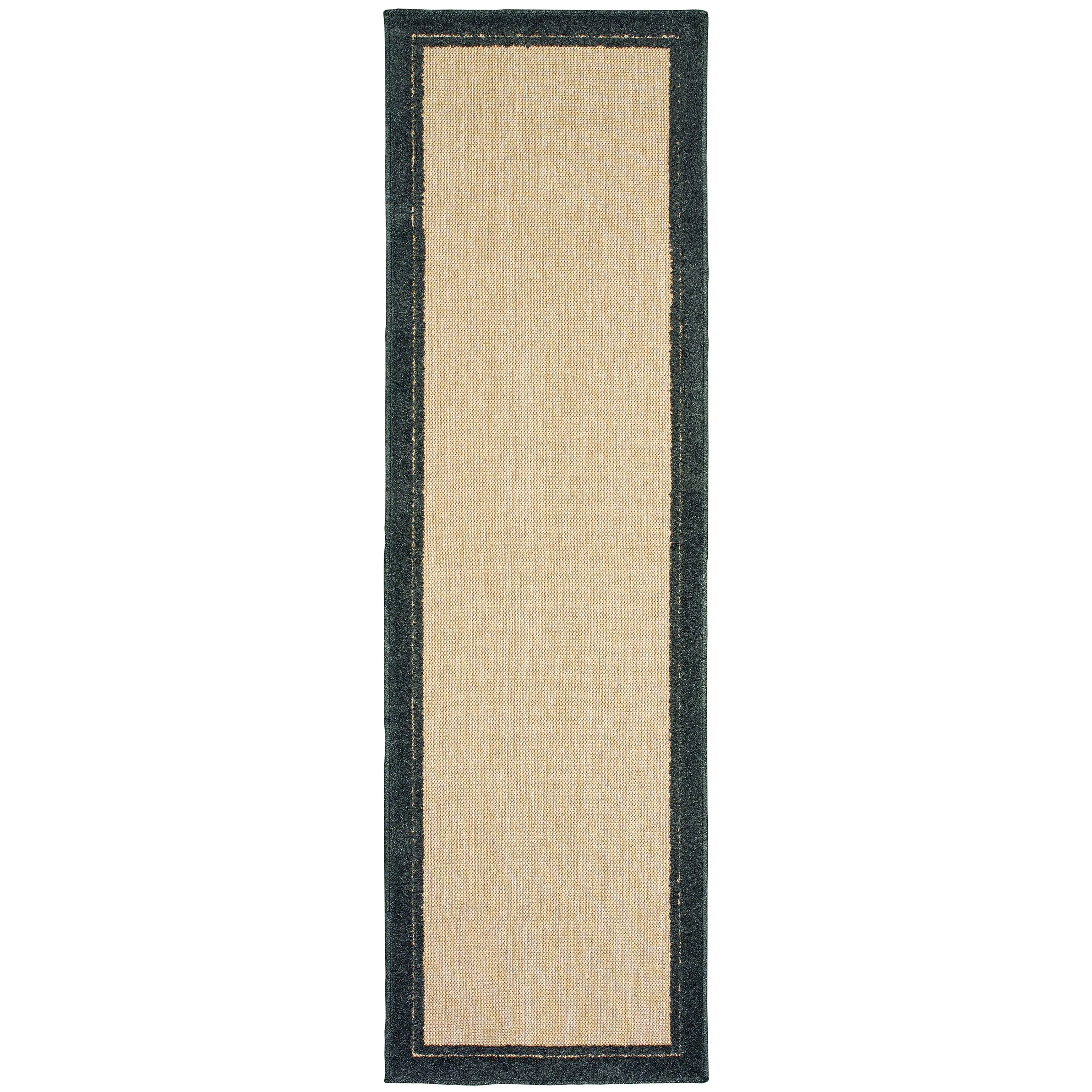 Vista Home Capri Mixed Pile Bordered Black/Tan Indoor-Outdoor Area Rug.