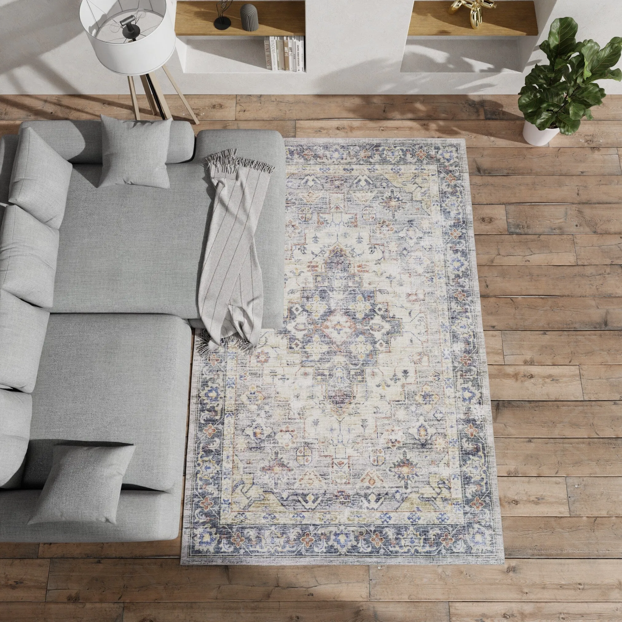 Vista Home Montreux Vintage Medallion Blue Area Rug
