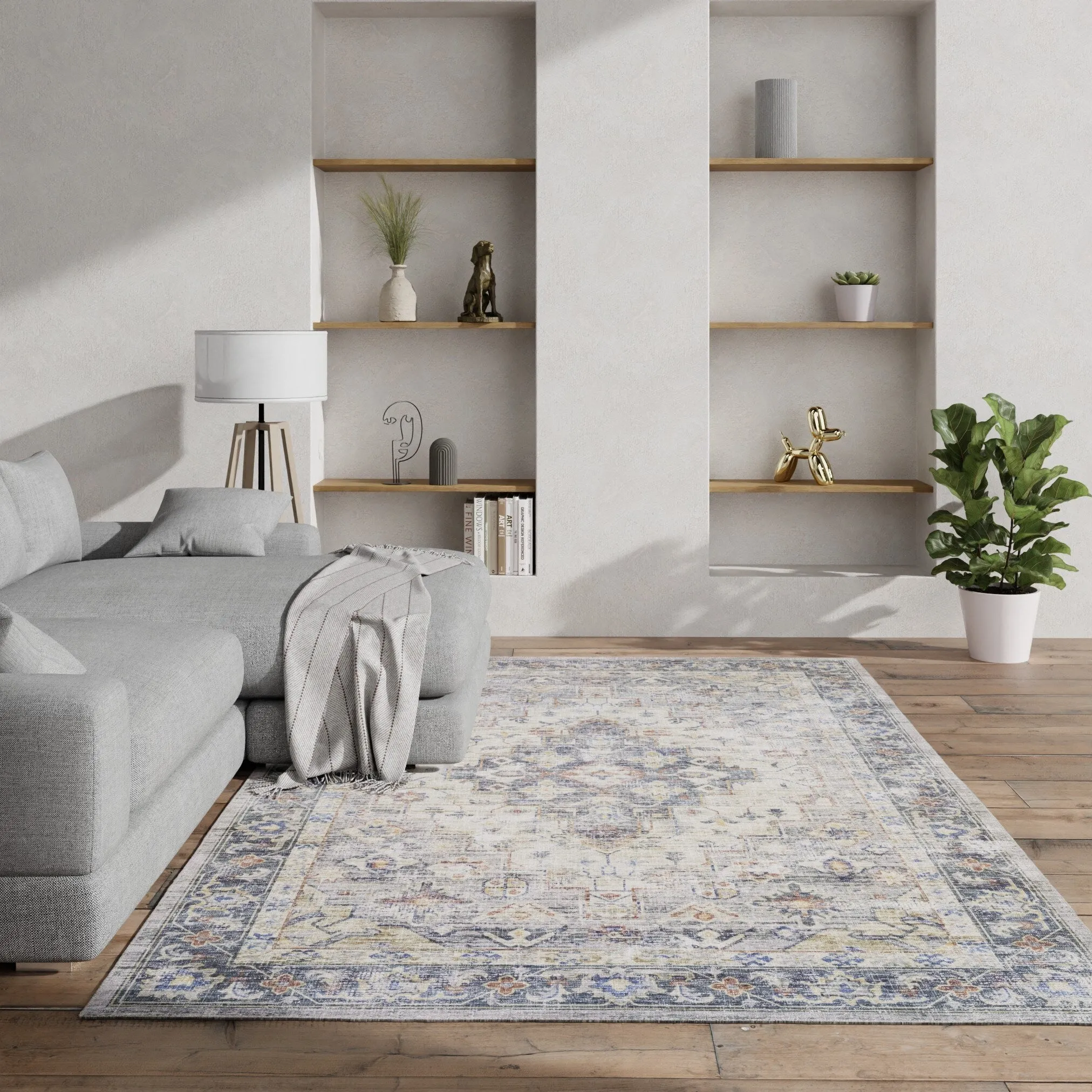Vista Home Montreux Vintage Medallion Blue Area Rug