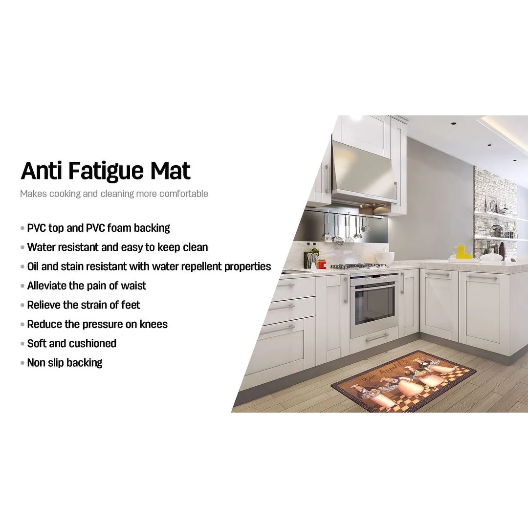 World Rug Gallery Bon Appetit Cushioned Anti-fatigue Kitchen Mat