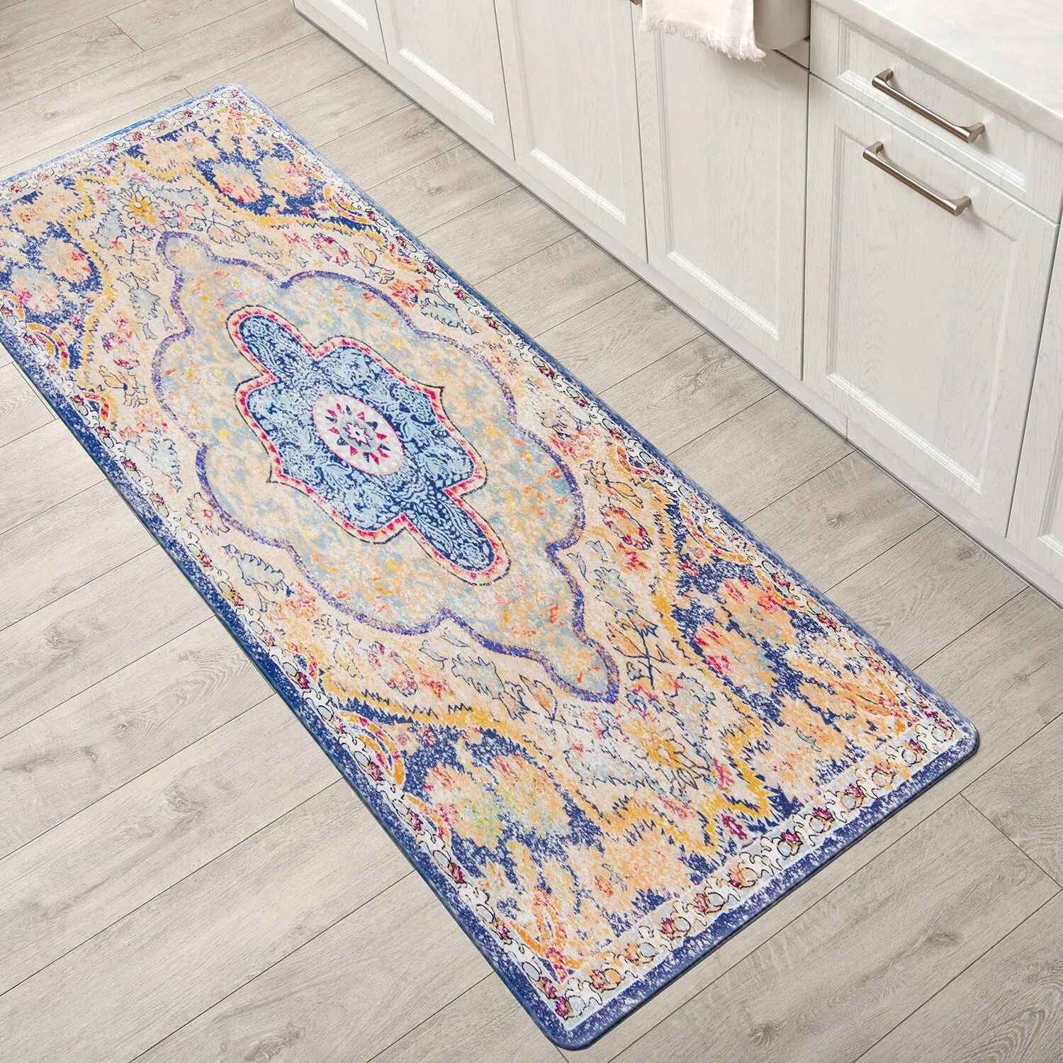 World Rug Gallery Distressed Bohemian Anti-Fatigue Standing Mat - 18x47