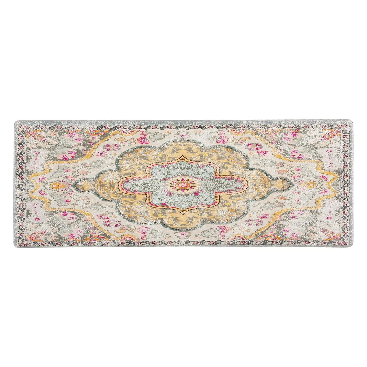 World Rug Gallery Distressed Bohemian Anti-Fatigue Standing Mat - 18x47