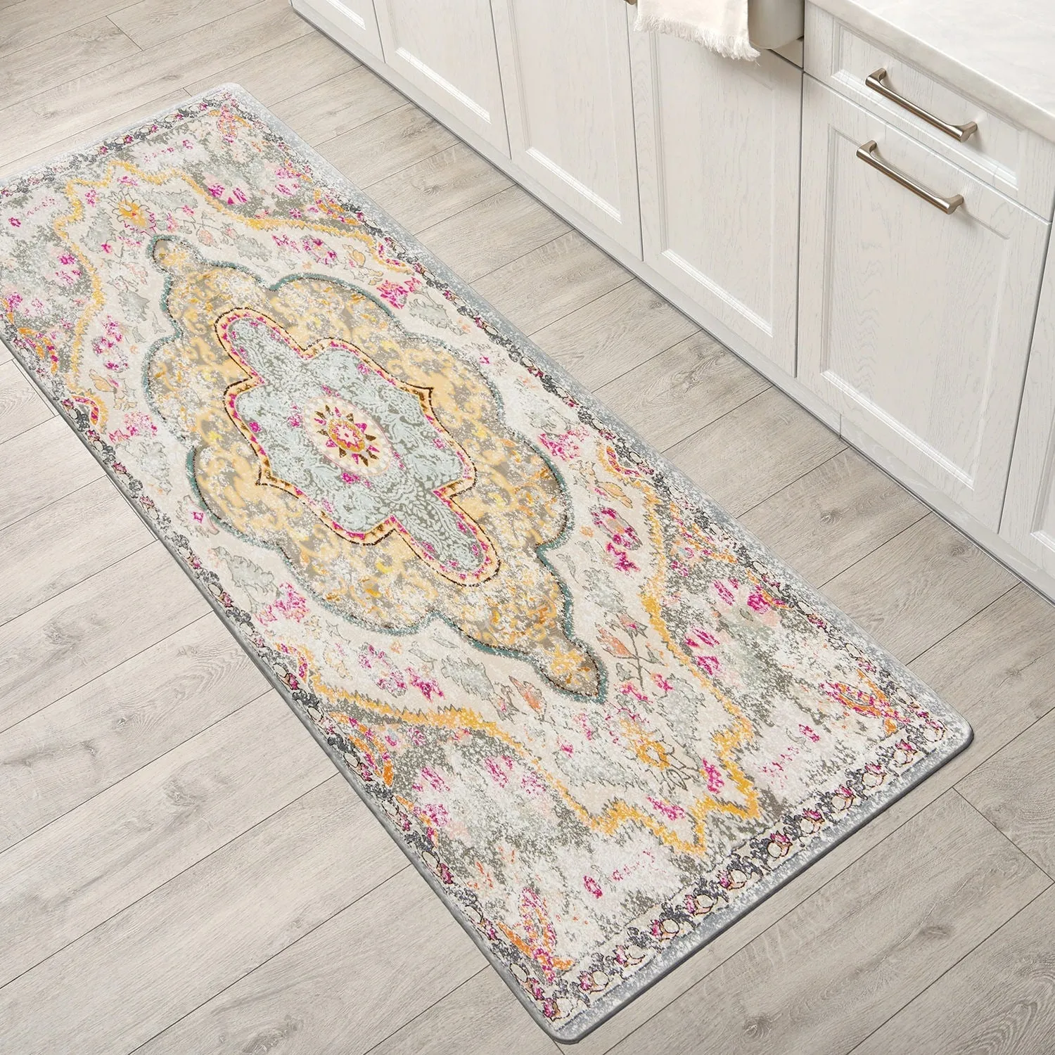 World Rug Gallery Distressed Bohemian Anti-Fatigue Standing Mat - 18x47