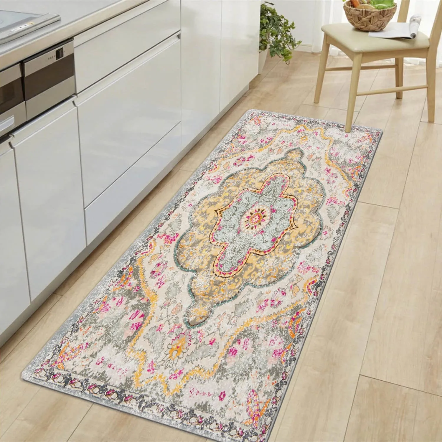 World Rug Gallery Distressed Bohemian Anti-Fatigue Standing Mat - 18x47